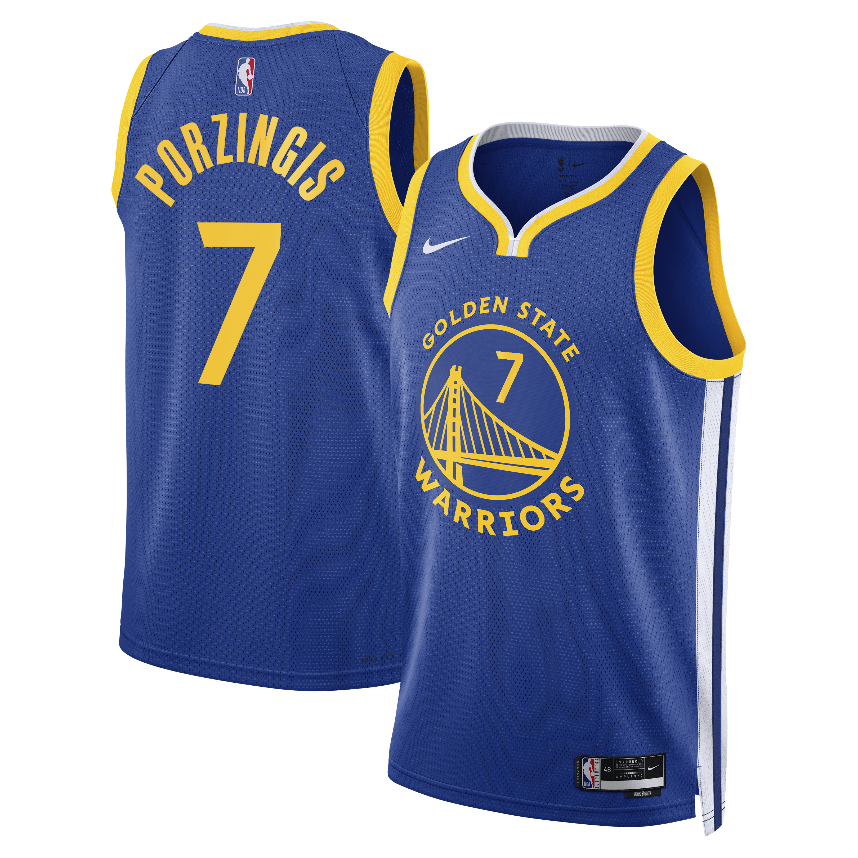 Kristaps Porziņģis Golden State Warriors Icon Edition Swingman Jersey - Royal - Unisex