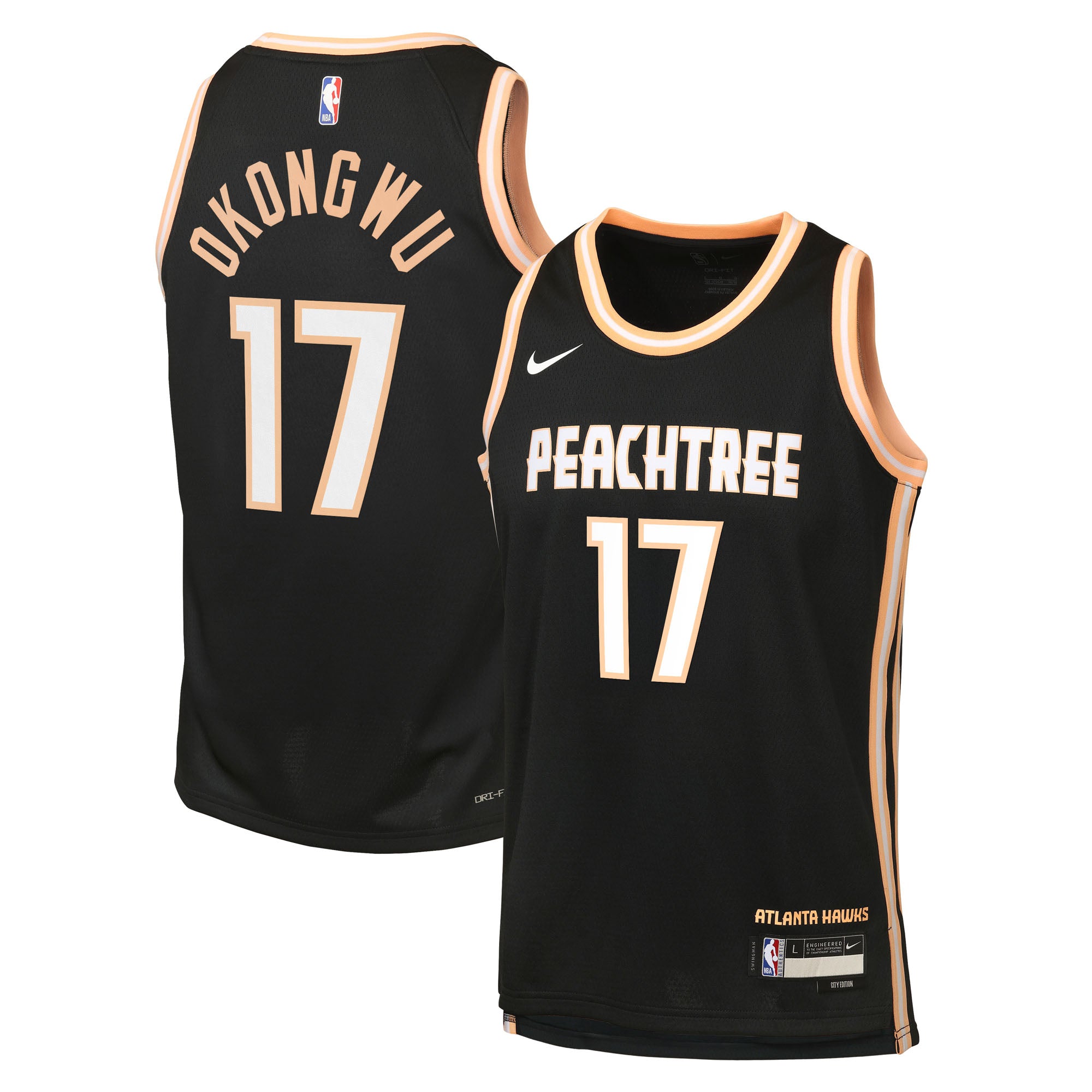 Onyeka Okongwu Atlanta Hawks 2025/26 City Edition Swingman Jersey - Black - Youth