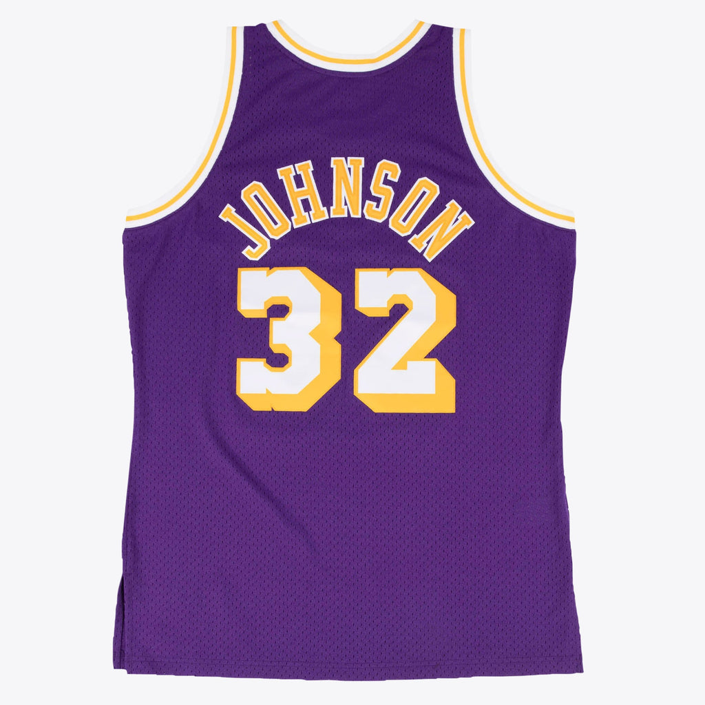 Magic Johnson Los Angeles Lakers 1984-85 Hardwood Classics Swingman Road Jersey - Purple - Mens
