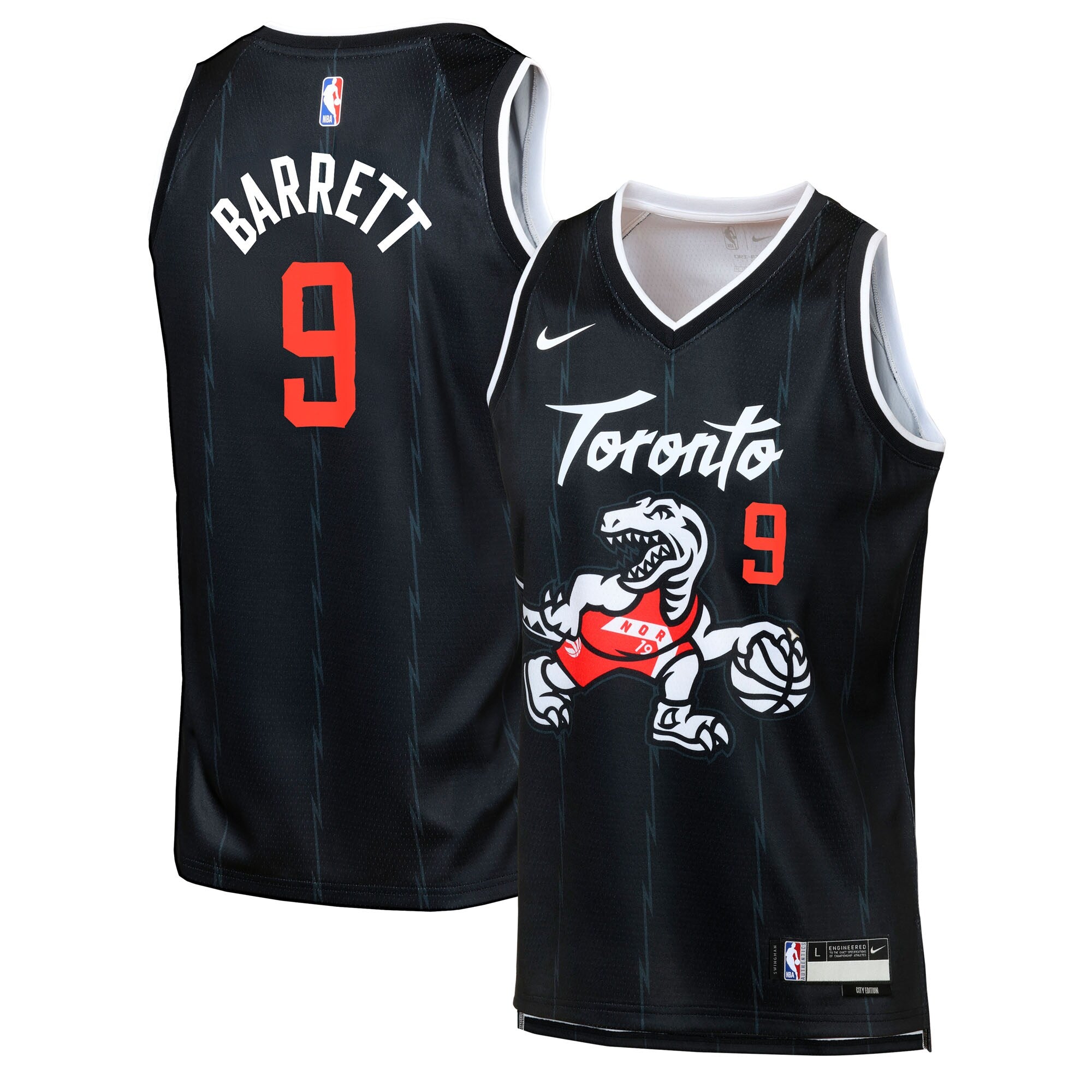RJ Barrett Toronto Raptors 2025/26 City Edition Swingman Jersey - Black - Youth