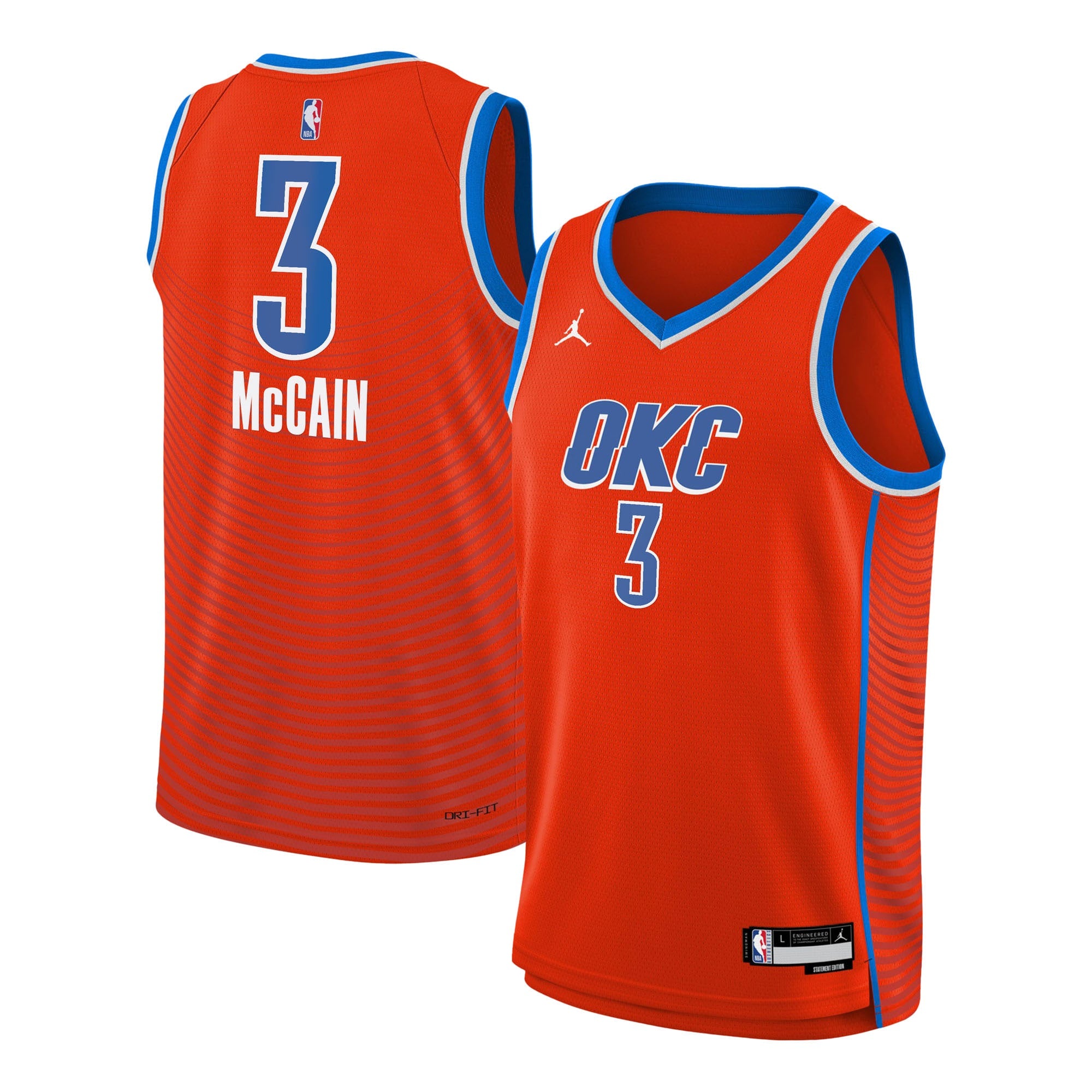Jared McCain Oklahoma City Thunder Statement Edition Swingman Jersey - Orange - Youth