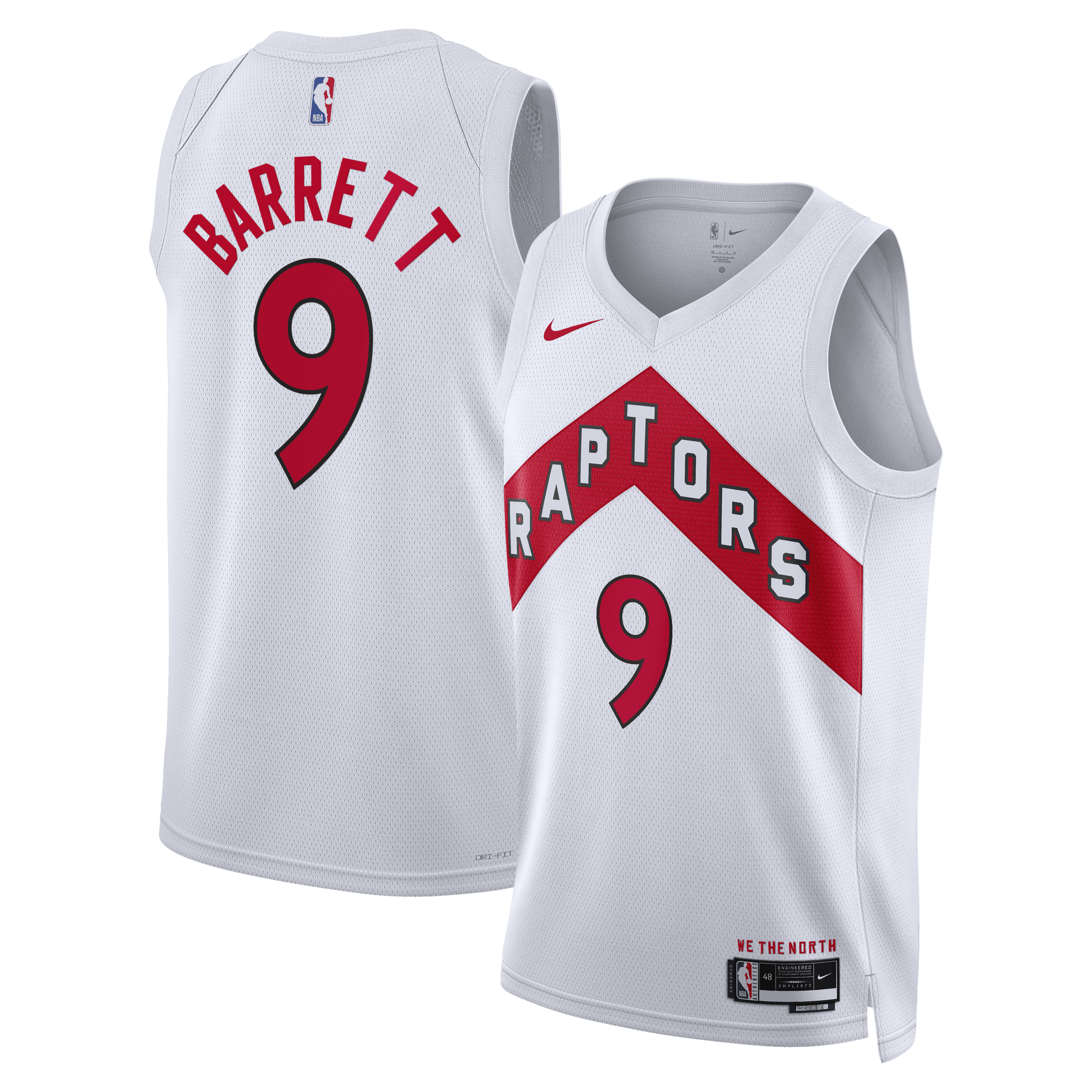 RJ Barrett Toronto Raptors Association Edition Swingman Jersey - White - Unisex