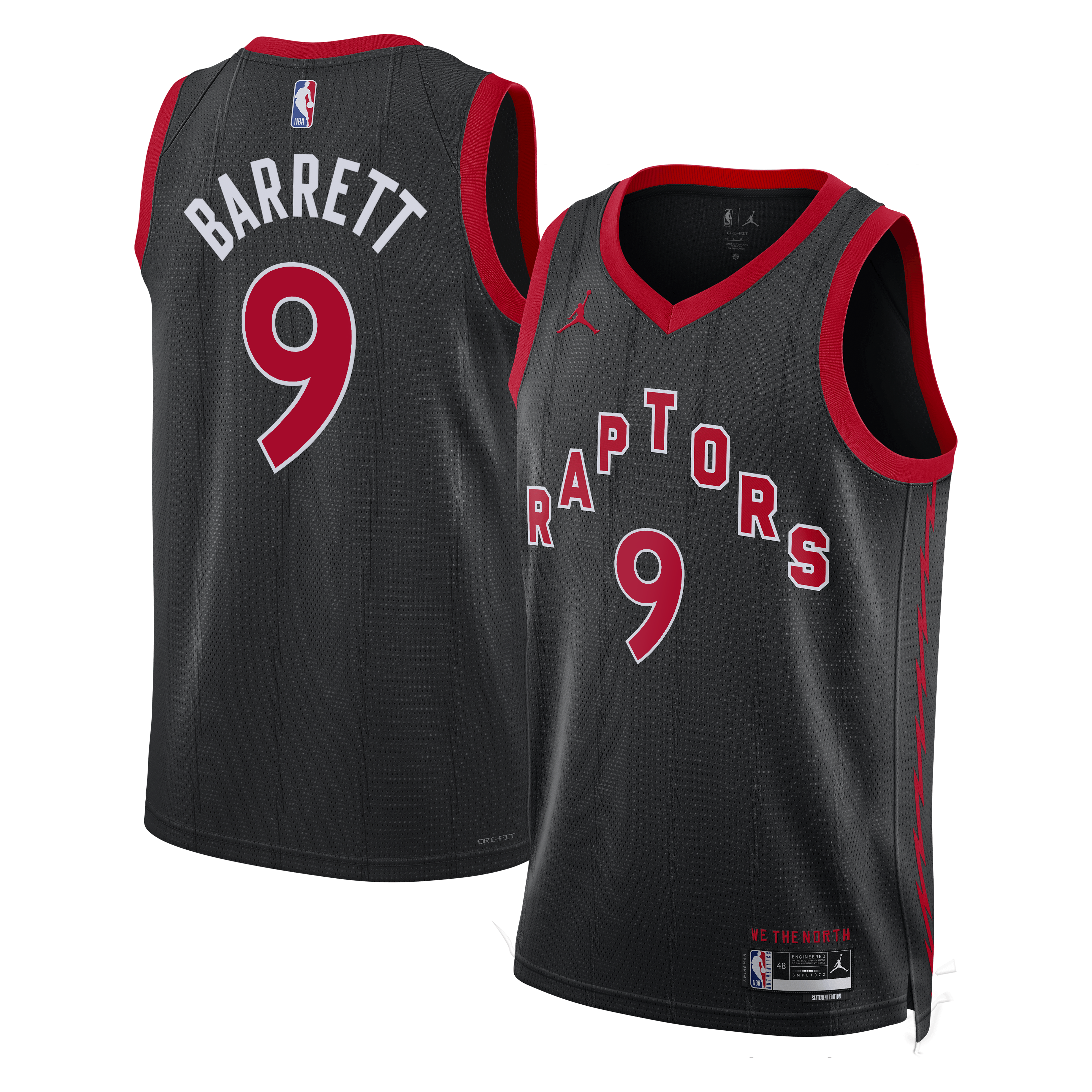 RJ Barrett Toronto Raptors Statement Edition Swingman Jersey - Black - Unisex
