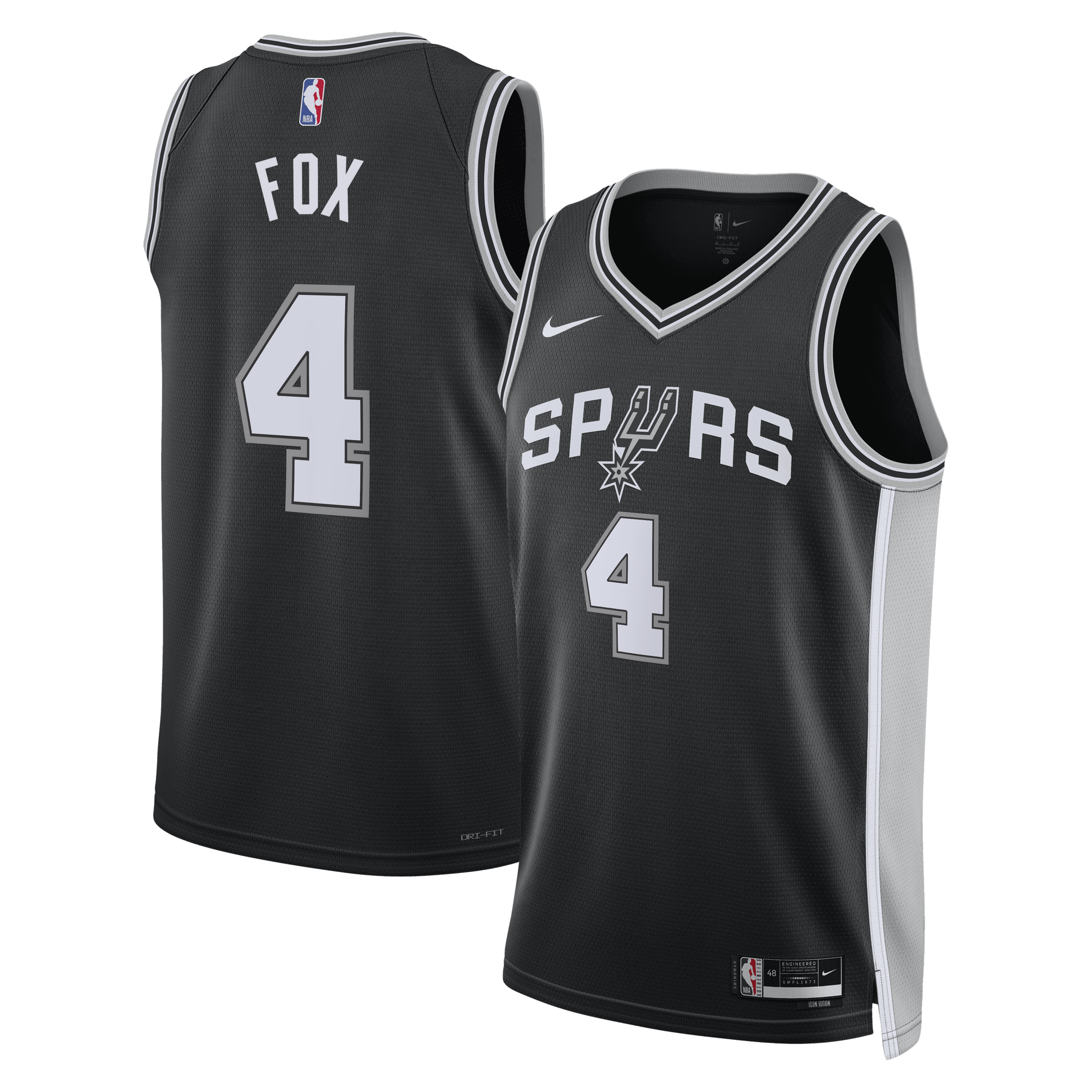 De'Aaron Fox San Antonio Spurs Icon Edition Swingman Jersey - Black - Unisex
