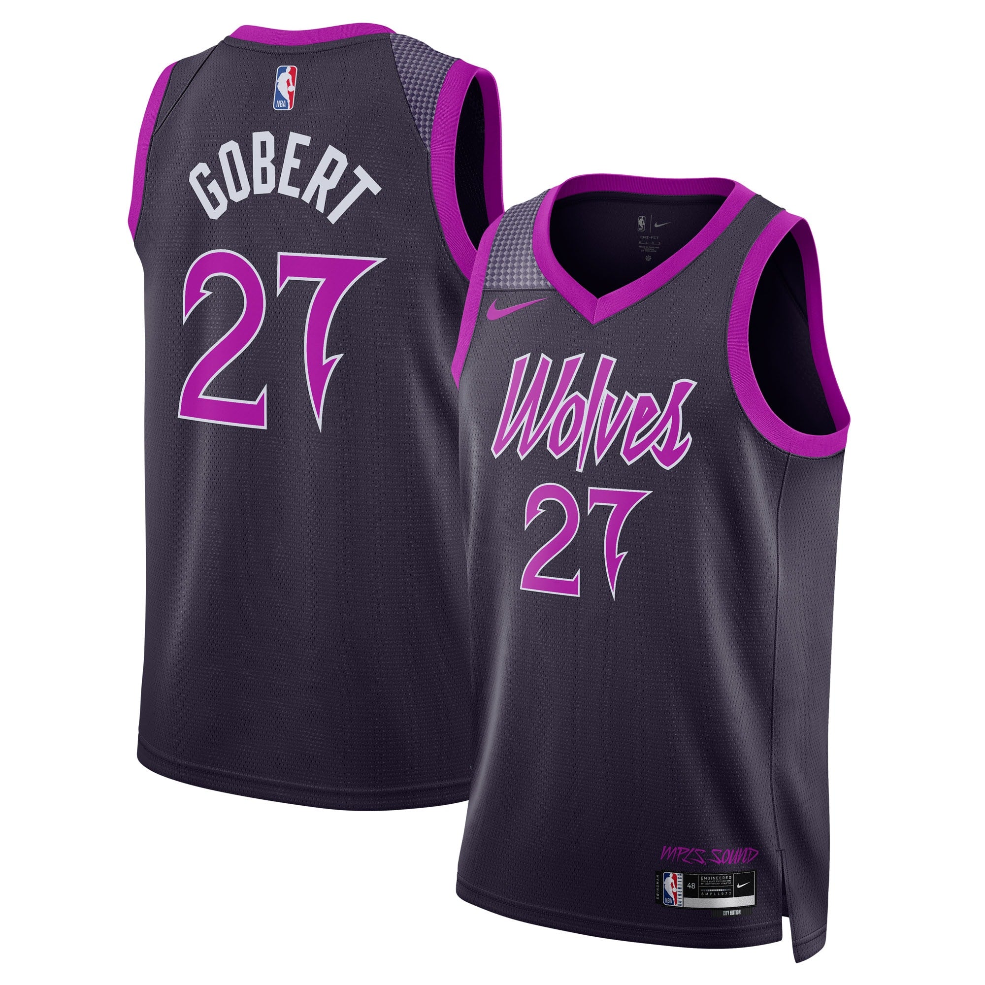 Rudy Gobert Minnesota Timberwolves 2025/26 City Edition Swingman Jersey - Black - Unisex
