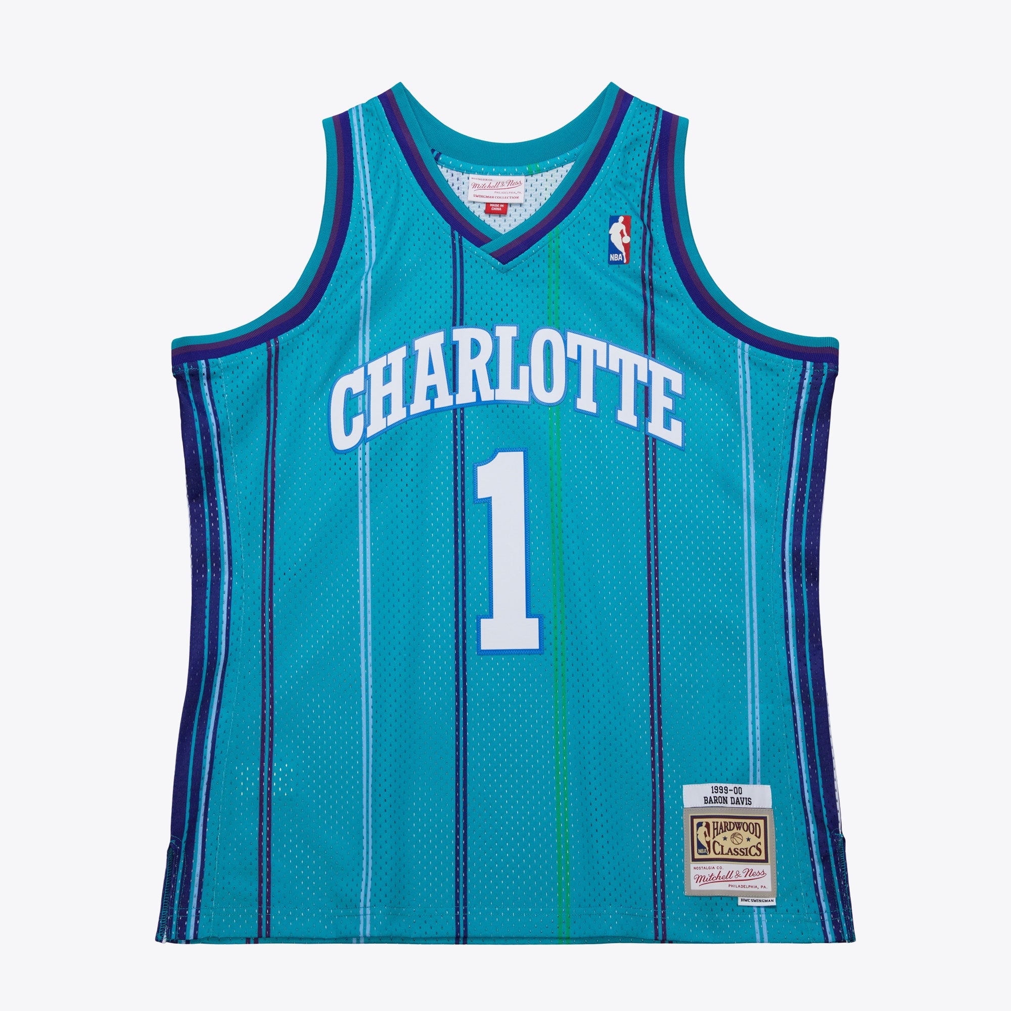 Baron Davis Charlotte Hornets 1999 Authentic Swingman Road Jersey - Teal