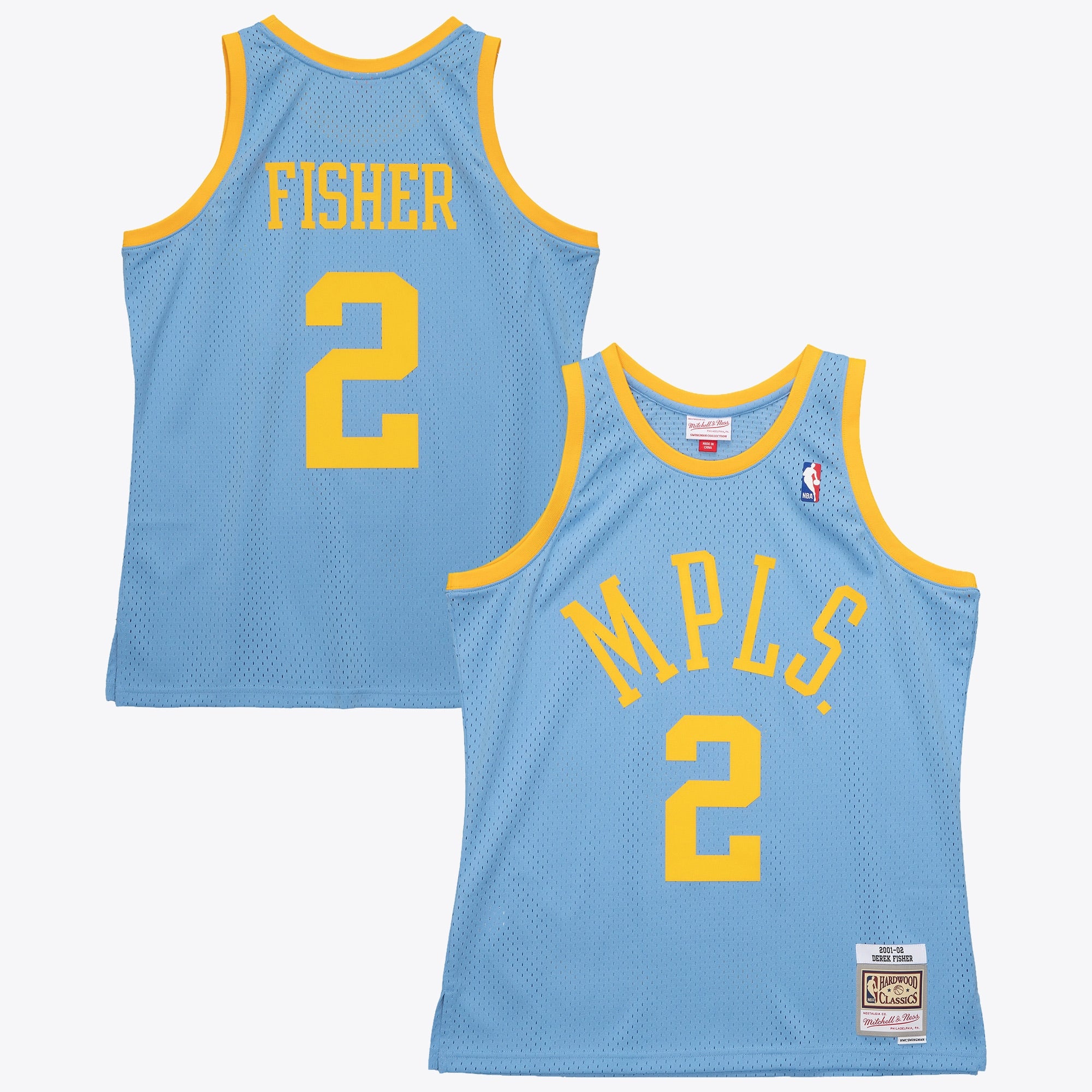 Derek Fisher Los Angeles Lakers 2001 Authentic Swingman Jersey - Columbia Blue