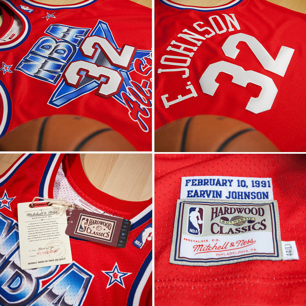 Magic Johnson Los Angeles Lakers 1991 All-Star West Authentic Jersey - Scarlett - Mens