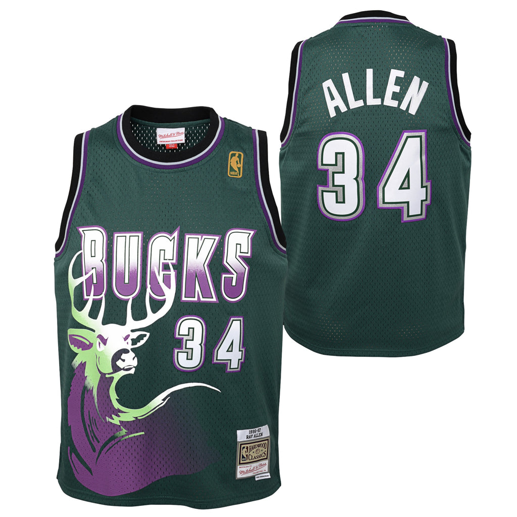 Ray Allen Milwaukee Bucks 1996-97 Hardwood Classics Swingman Jersey - Fir - Youth