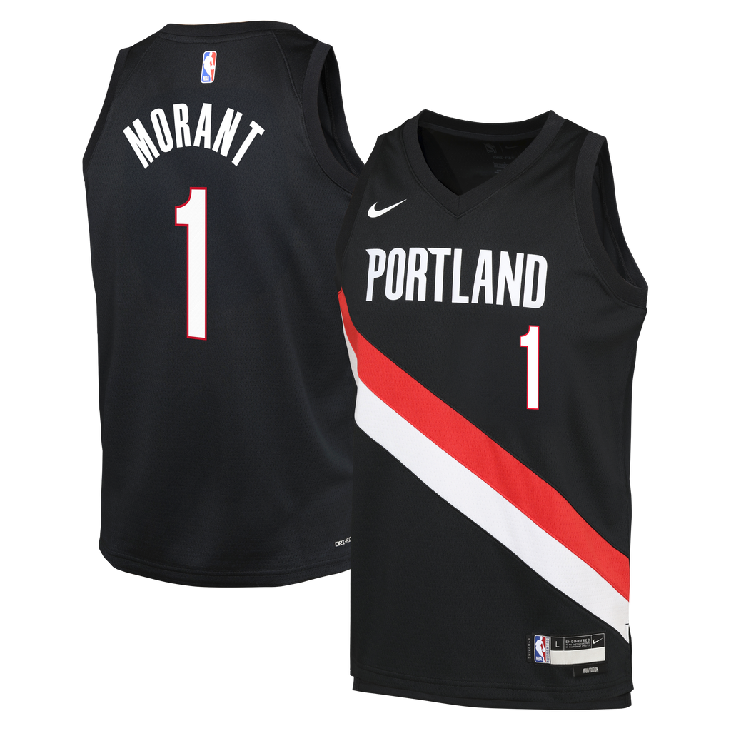 Ja Morant Portland Trail Blazers Icon Edition Replica Swingman Jersey - Black - Youth