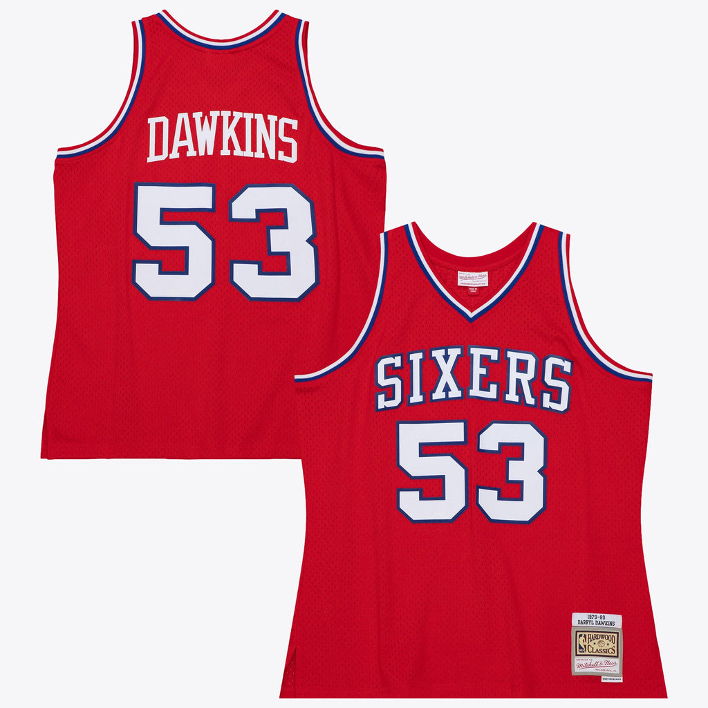 Darryl Dawkins Philadelphia 76ers 1979 Dark Authentic Jersey - University Red