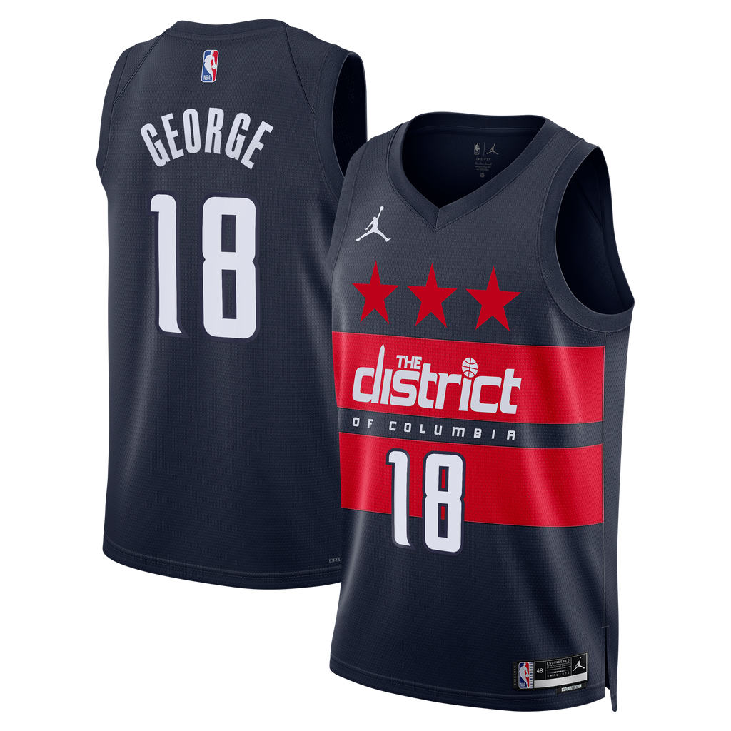 Kyshawn George Washington Wizards Statement Edition Swingman Jersey - Navy - Mens