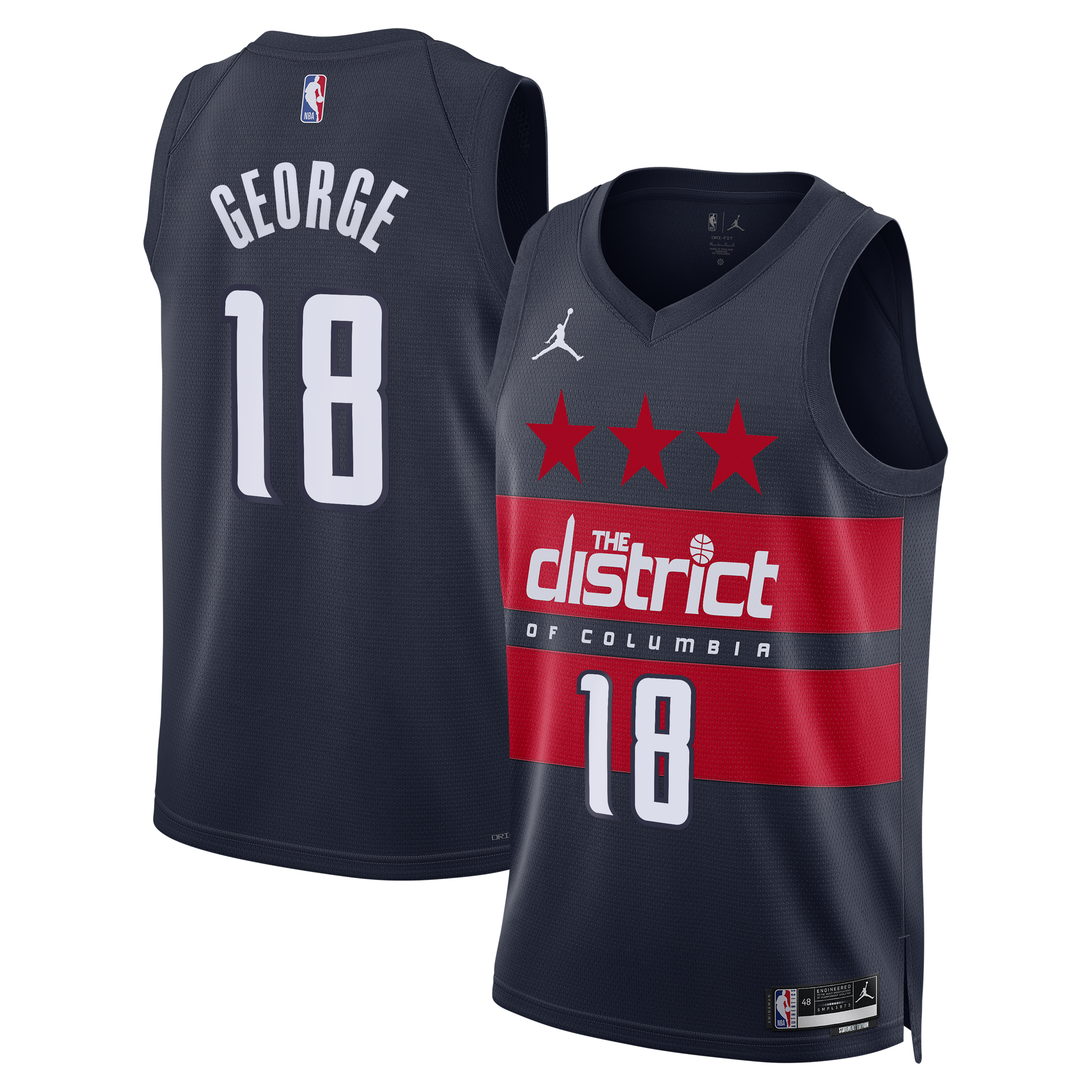 Kyshawn George Washington Wizards Statement Edition Swingman Jersey - Navy - Mens