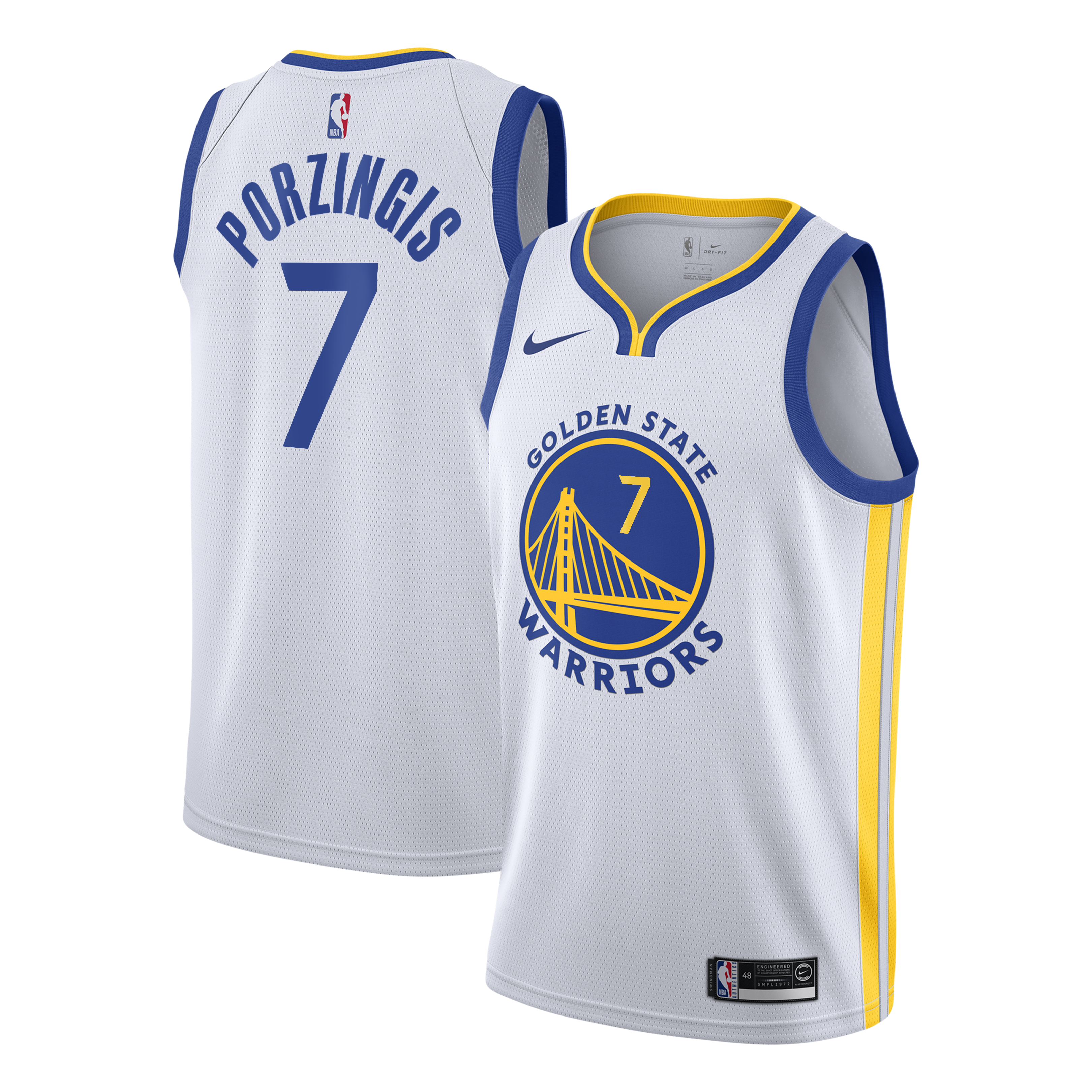 Kristaps Porziņģis Golden State Warriors Association Edition Swingman Jersey - White - Youth