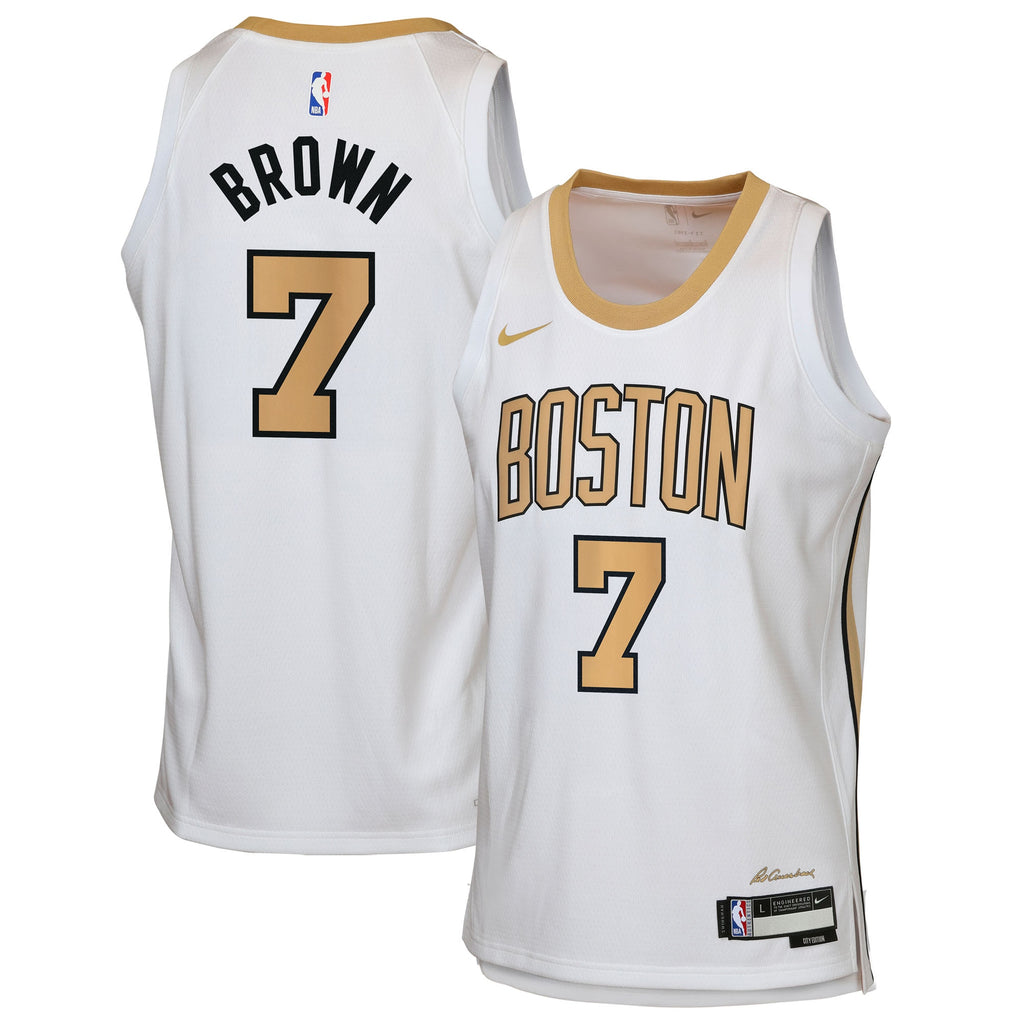 Jaylen Brown Boston Celtics 2025/26 City Edition Swingman Jersey - White - Youth