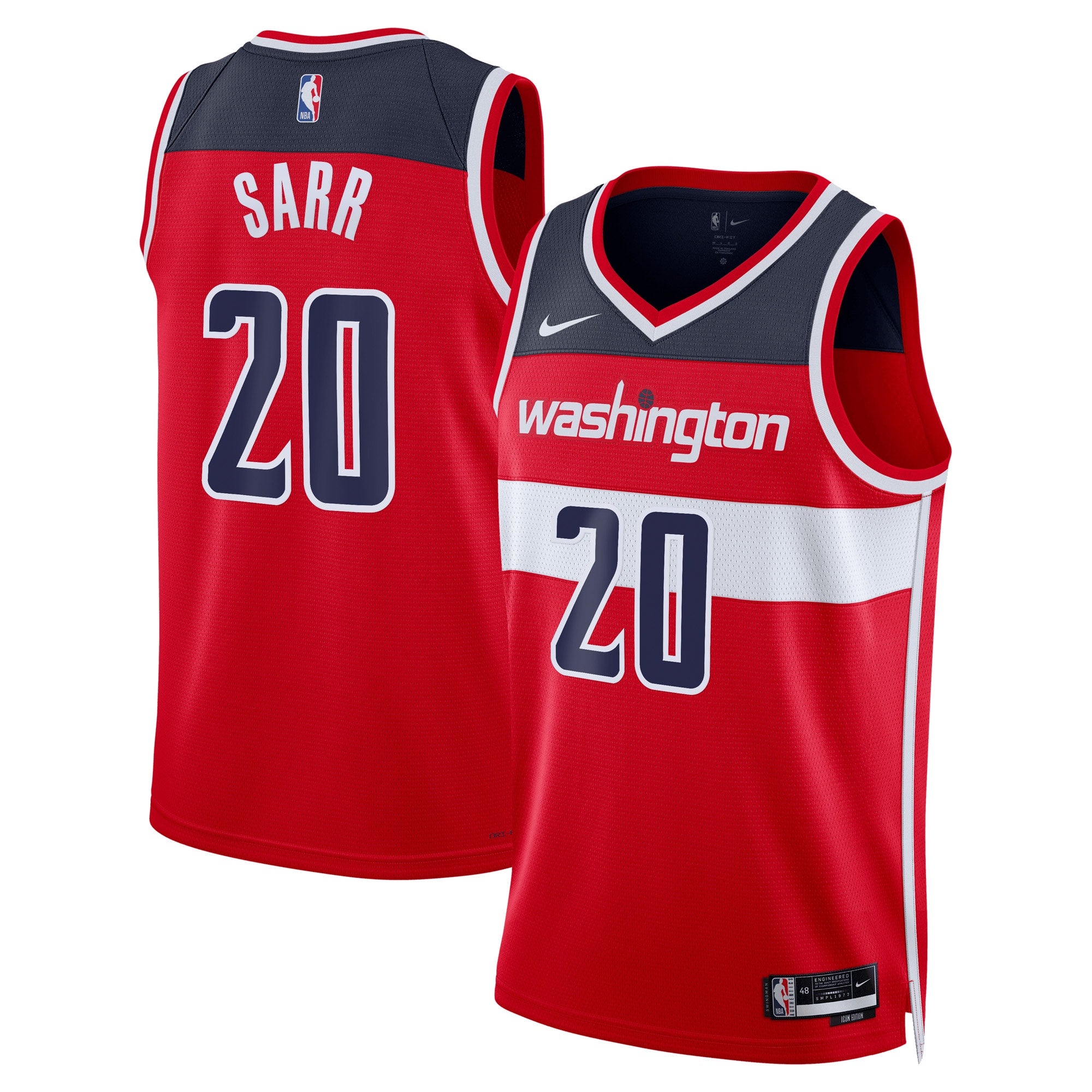 Alexandre Sarr Washington Wizards Swingman Icon Jersey - Red - Unisex