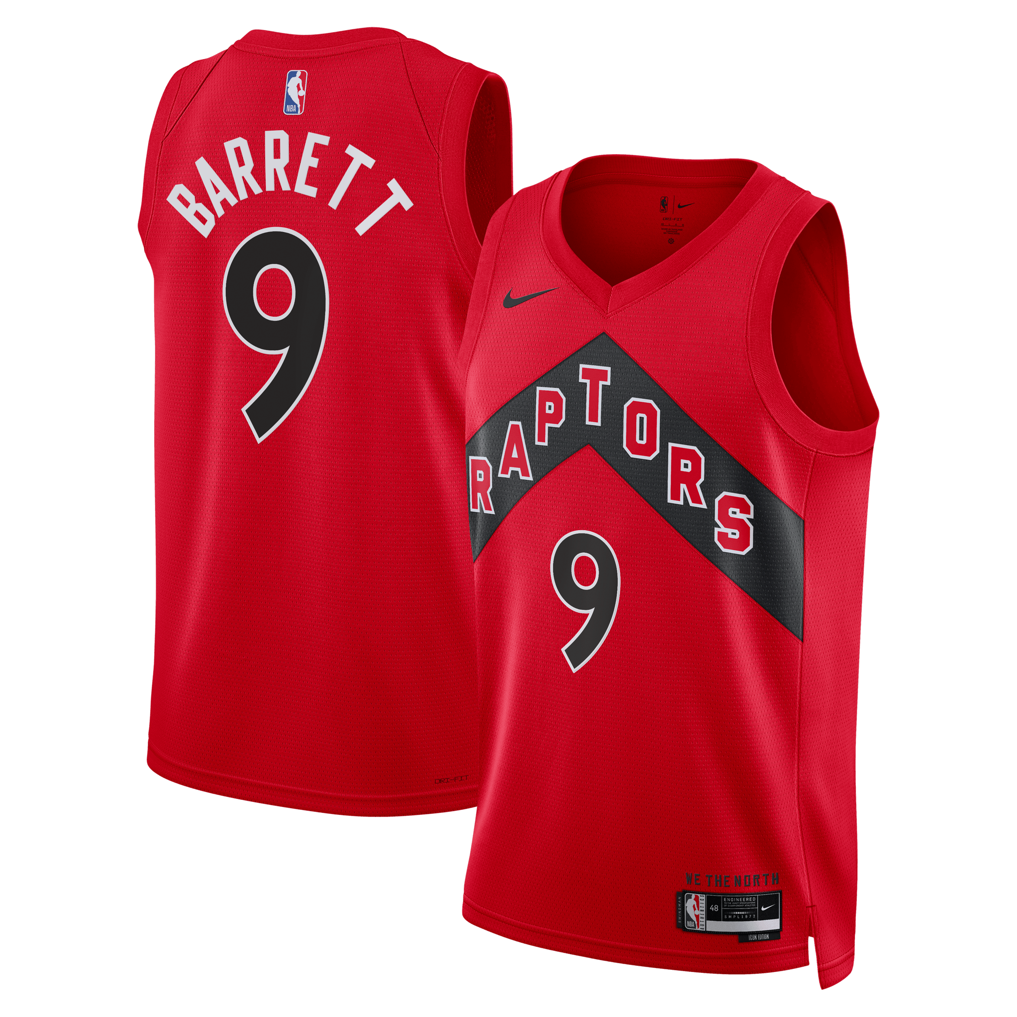 RJ Barrett Toronto Raptors Icon Edition Swingman Jersey - Red - Unisex