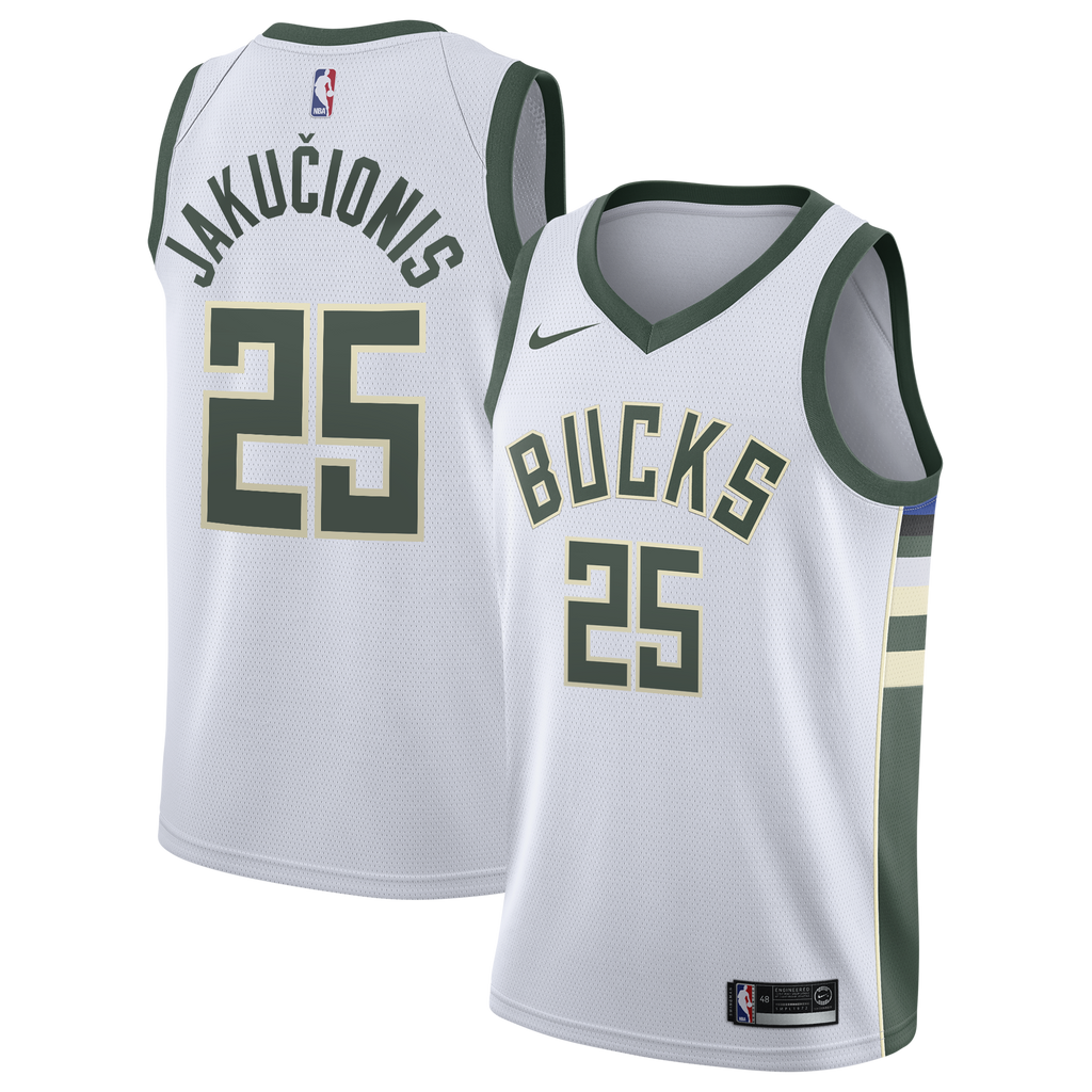 Kasparas Jakučionis Milwaukee Bucks Association Edition Swingman Jersey - White - Youth