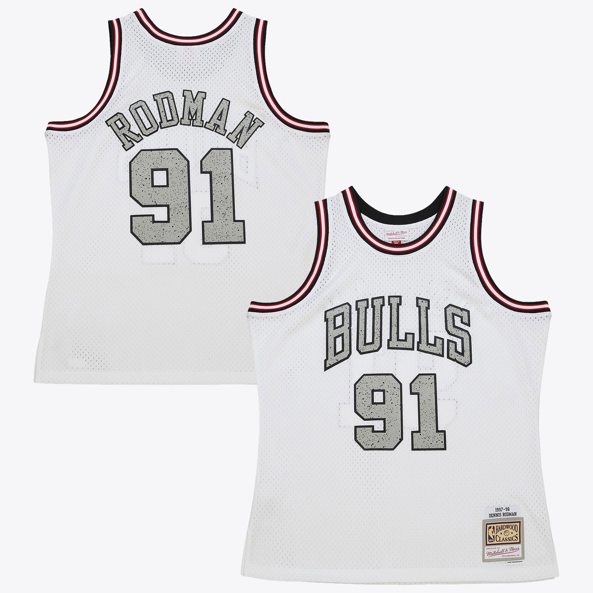 Dennis Rodman Chicago Bulls 1997 Cracked Cement Swingman Jersey - White