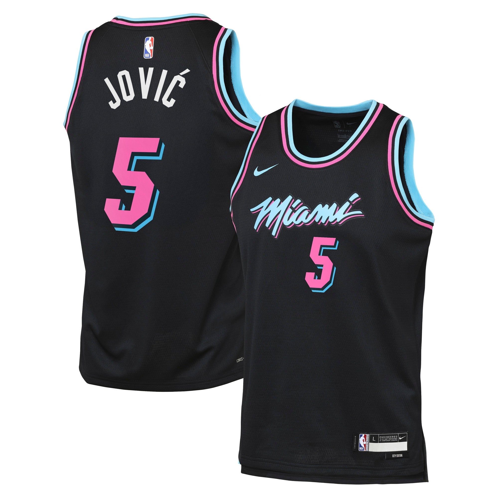 Nikola Jović Miami Heat 2025/26 City Edition Swingman Jersey - Black - Youth