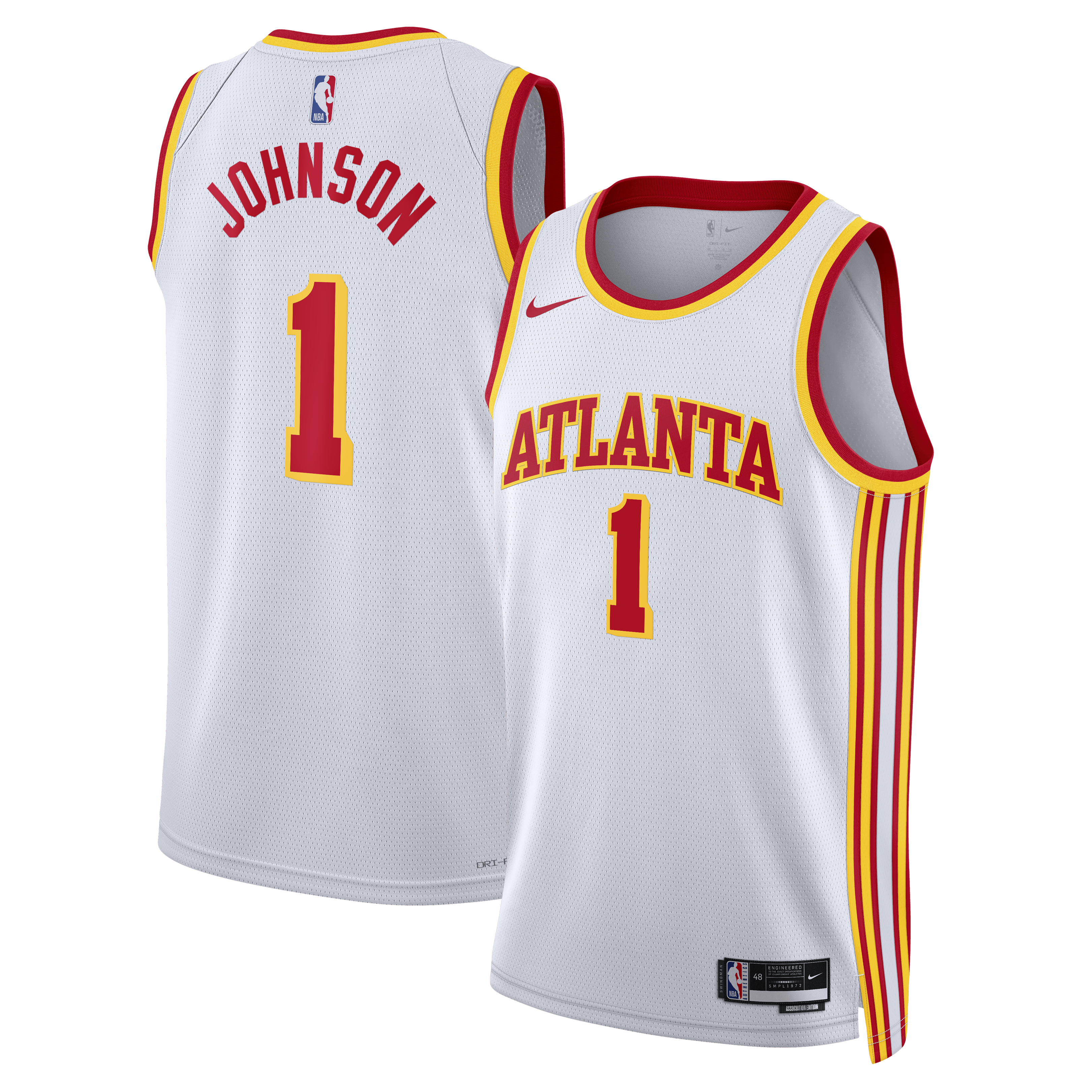 Jalen Johnson Atlanta Hawks Association Edition Swingman Jersey - White - Unisex