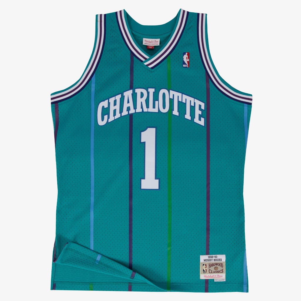 Muggsy Bogues Charlotte Hornets 1992 Swingman Road Jersey