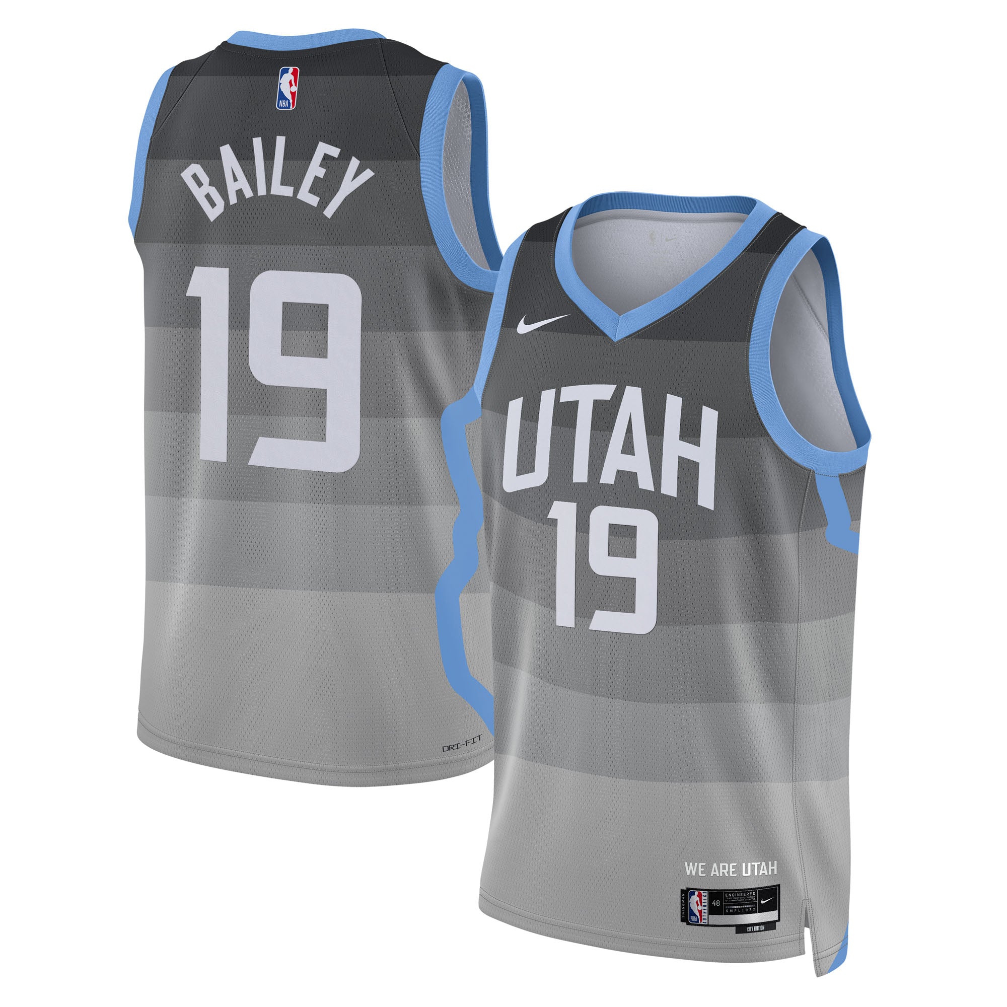 Ace Bailey Utah Jazz 2025/26 City Edition Swingman Jersey - Gray - Unisex