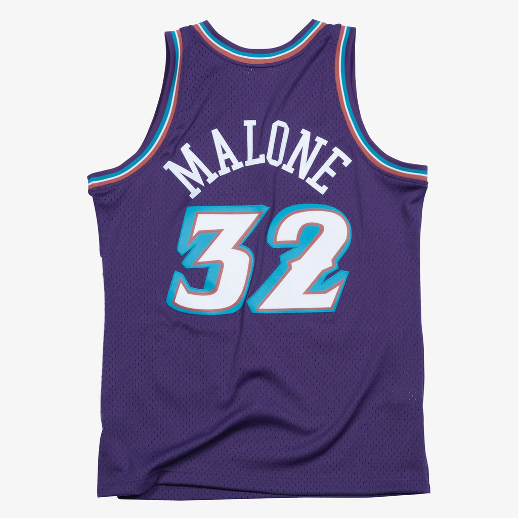 Karl Malone Utah Jazz 1996 Authentic Swingman Road Jersey - Purple