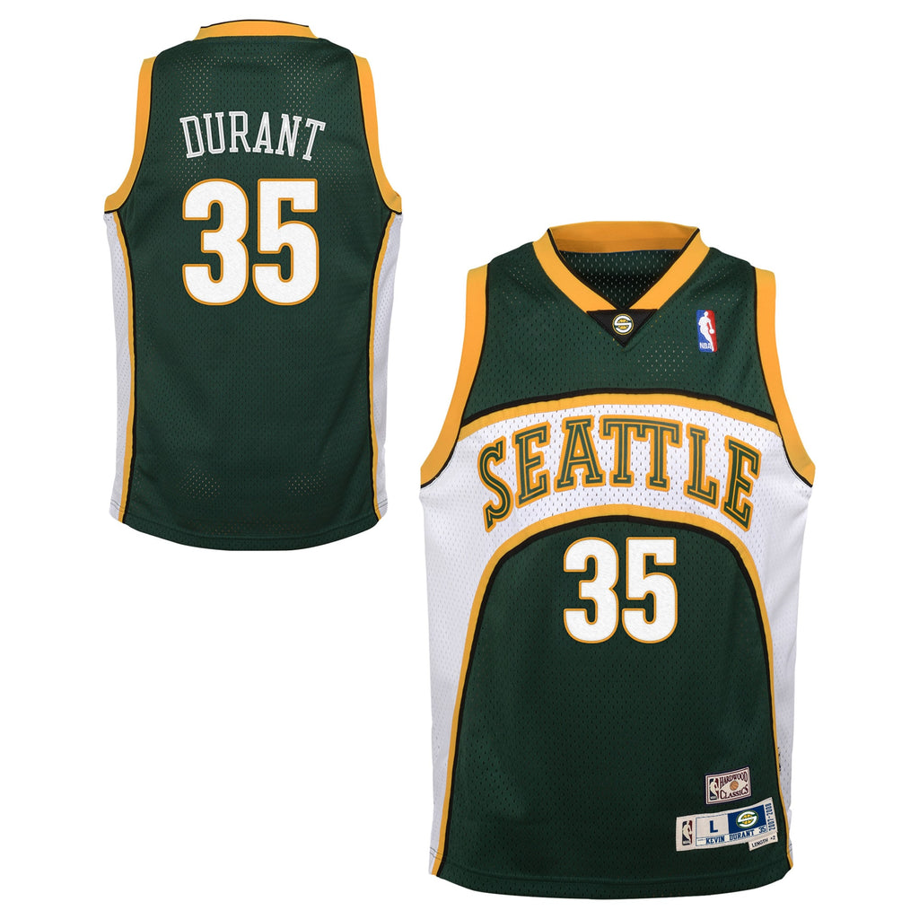 Kevin Durant Seattle Supersonics 2007-08 Hardwood Classics Swingman Road Jersey - White/Green - Youth