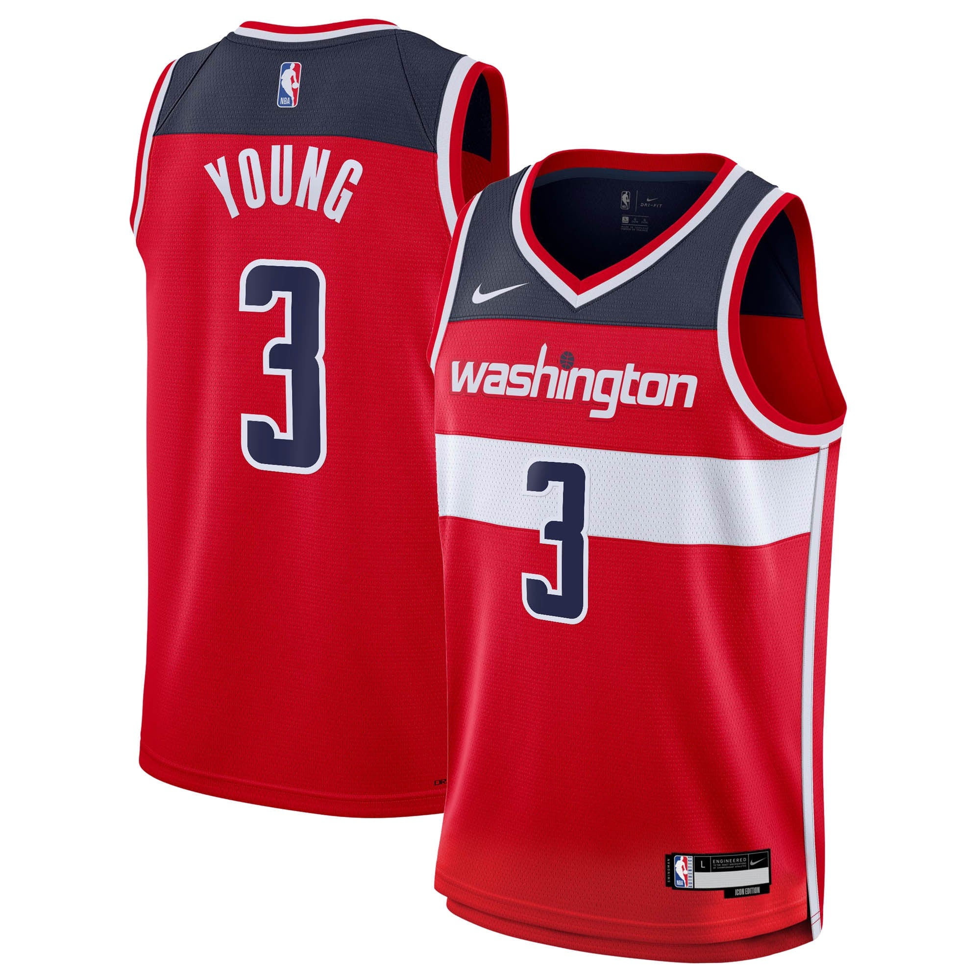 Trae Young Washington Wizards Icon Edition Swingman Jersey - Red - Youth