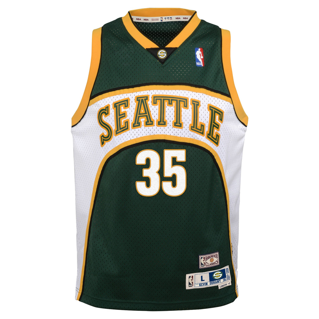 Kevin Durant Seattle Supersonics 2007-08 Hardwood Classics Swingman Road Jersey - White/Green - Youth