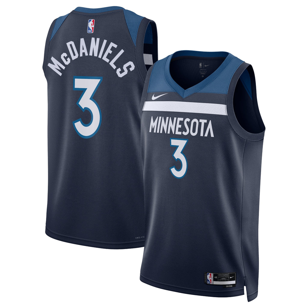 Jaden McDaniels Minnesota Timberwolves Icon Edition Swingman Jersey - Navy - Unisex
