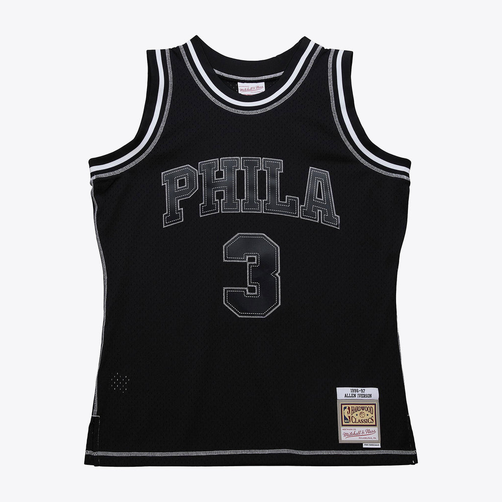Allen Iverson Philadelphia 76ers 1996 Contrast 2K Swingman Jersey - Black
