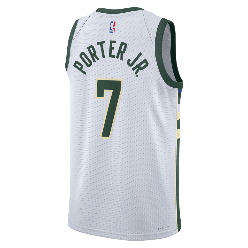 Kevin Porter Jr. Milwaukee Bucks Association Edition Swingman Jersey - White - Unisex