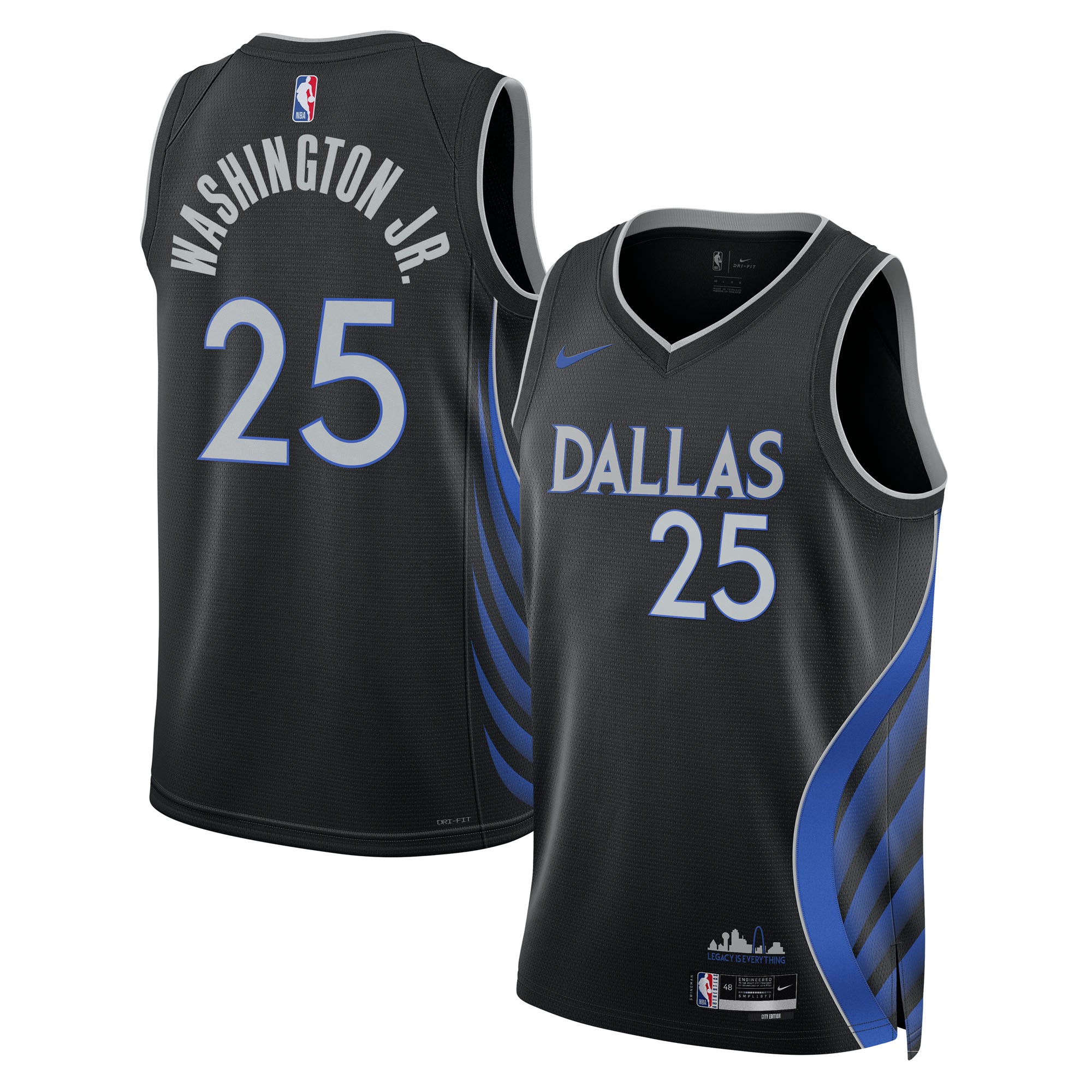 P.J. Washington Jr. Dallas Mavericks 2025/26 City Edition Swingman Jersey - Black - Unisex