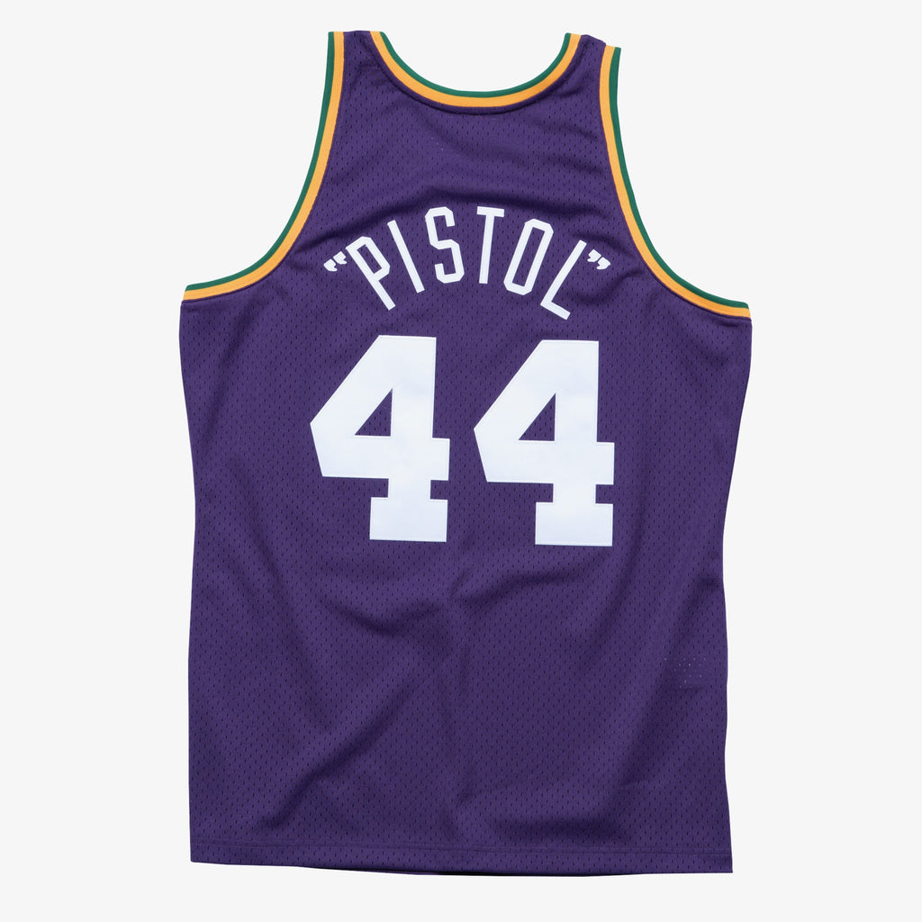 Pete Maravich New Orleans Jazz 1974 Authentic Swingman Road Jersey - Purple
