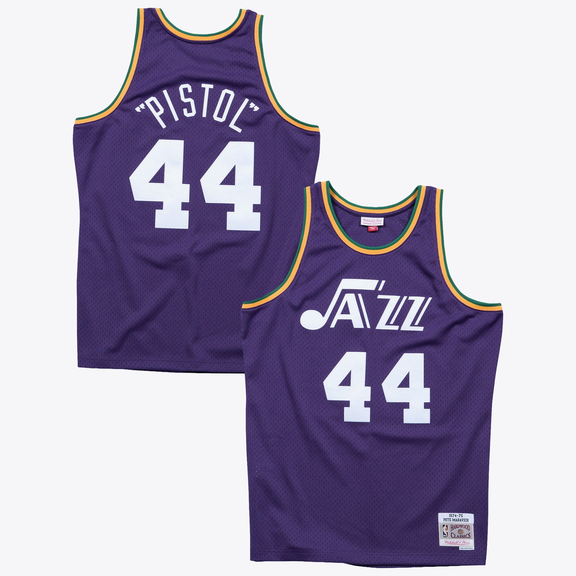Pete Maravich New Orleans Jazz 1974 Authentic Swingman Road Jersey - Purple