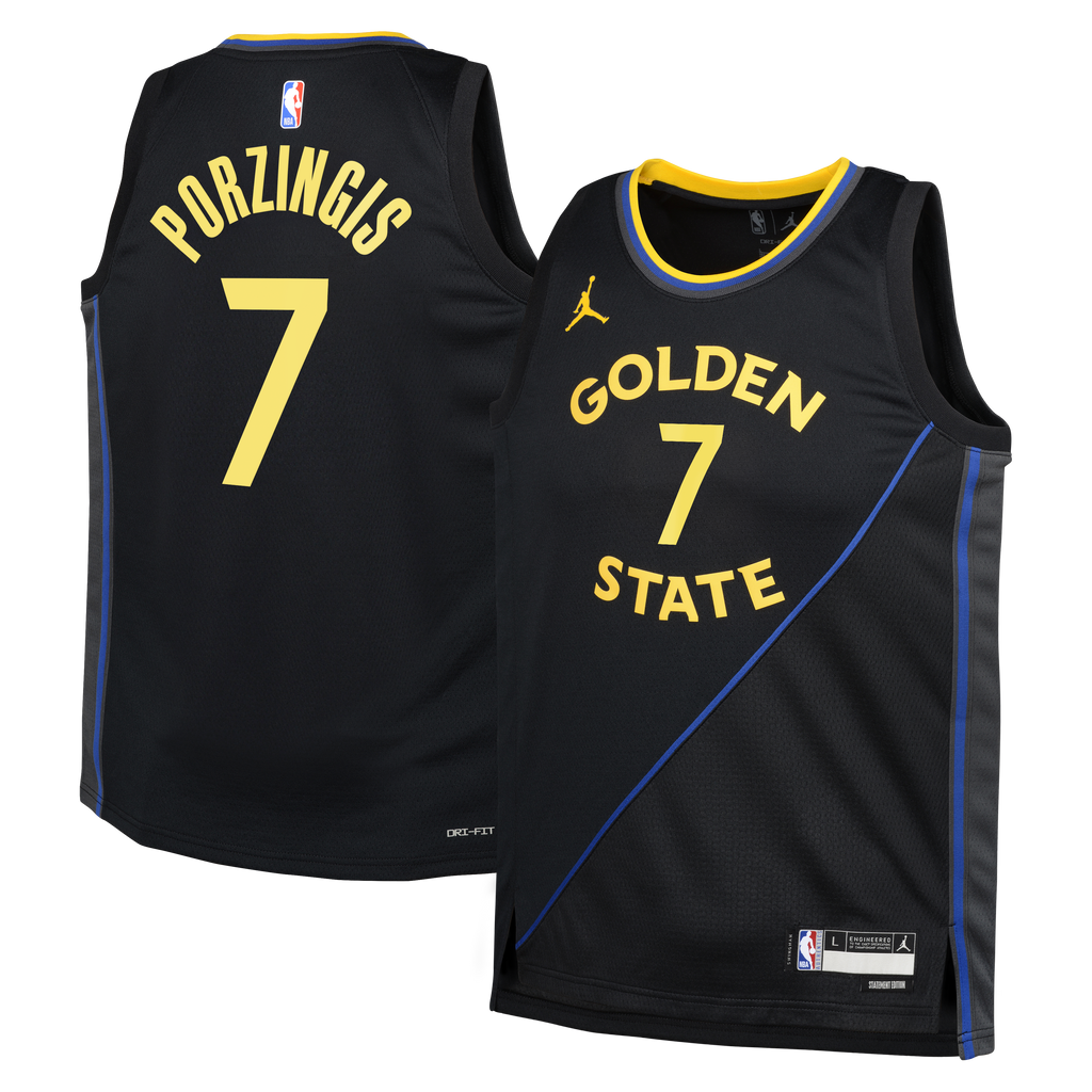 Kristaps Porziņģis Golden State Warriors Statement Edition Swingman Jersey - Black - Youth