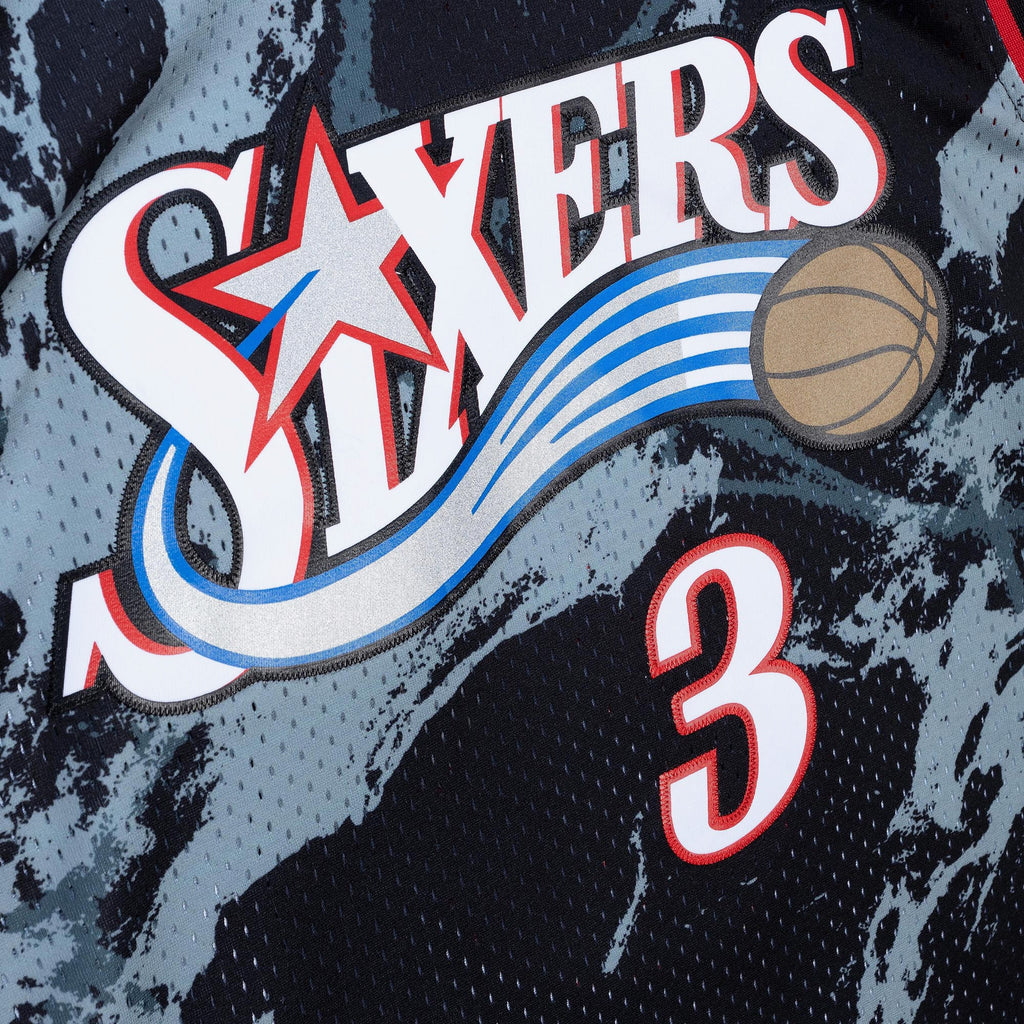 Allen Iverson Philadelphia 76ers 2000 Team Marble Swingman Jersey - Black