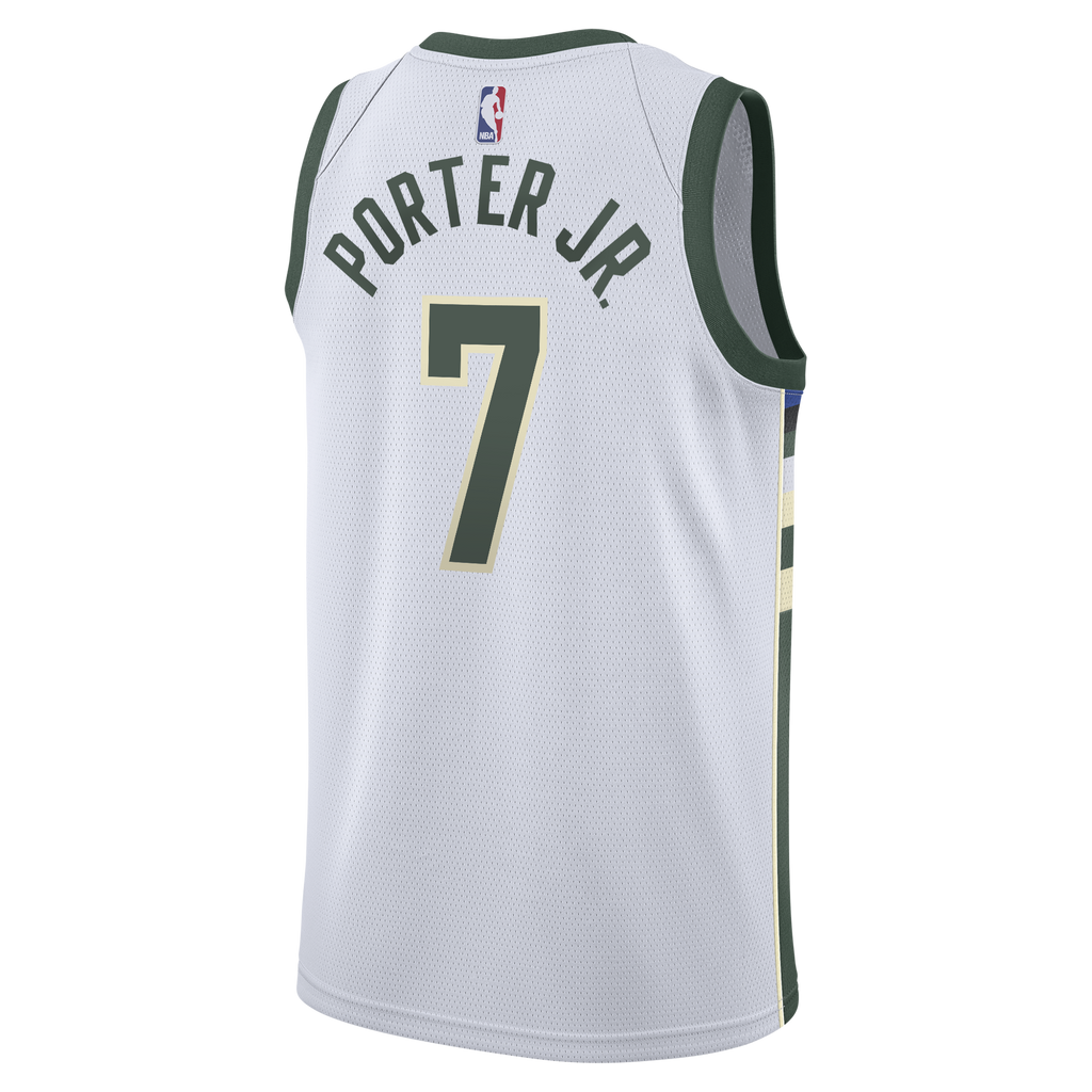 Kevin Porter Jr. Milwaukee Bucks Association Edition Swingman Jersey - White - Youth