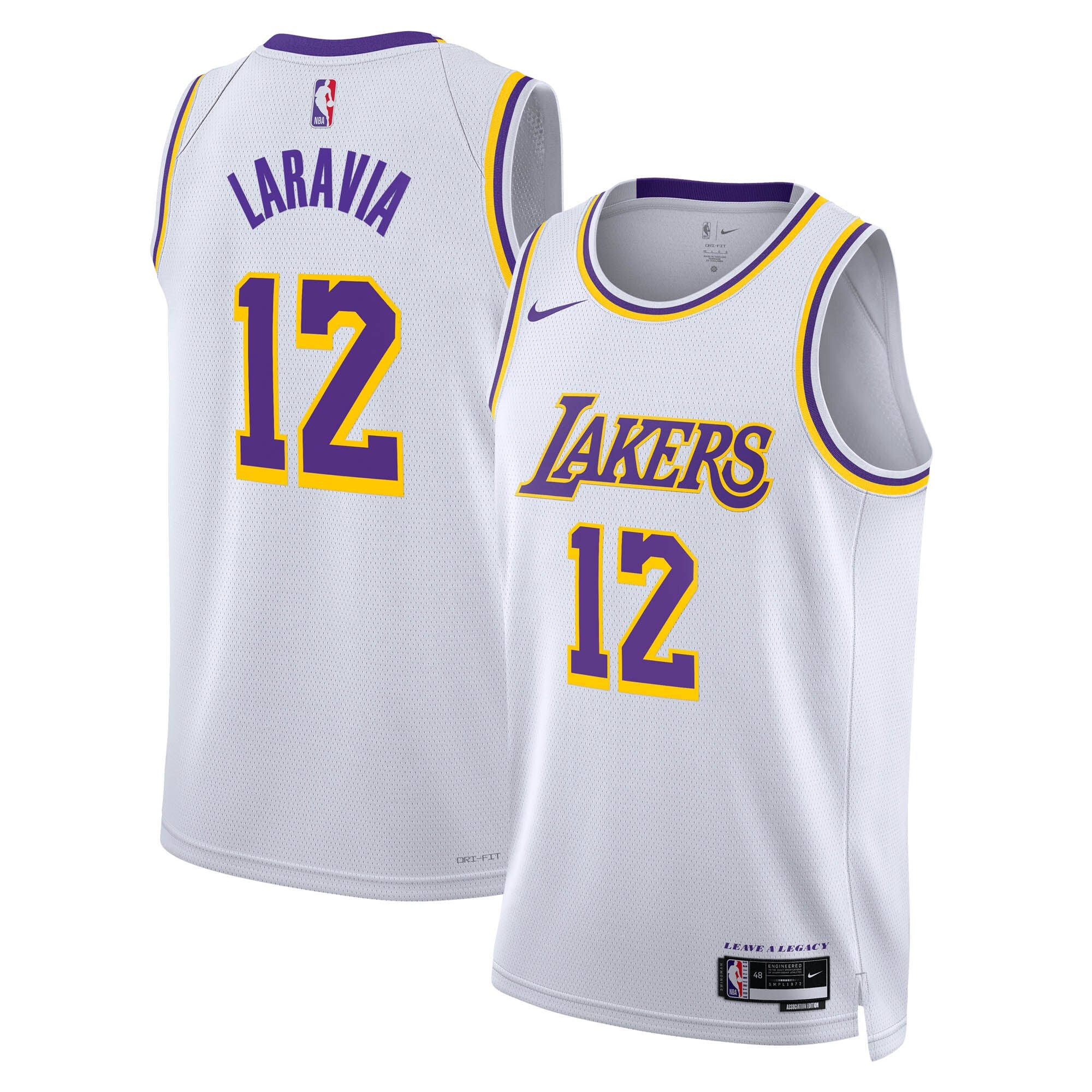 Jake LaRavia Los Angeles Lakers Association Edition Swingman Jersey - White - Unisex