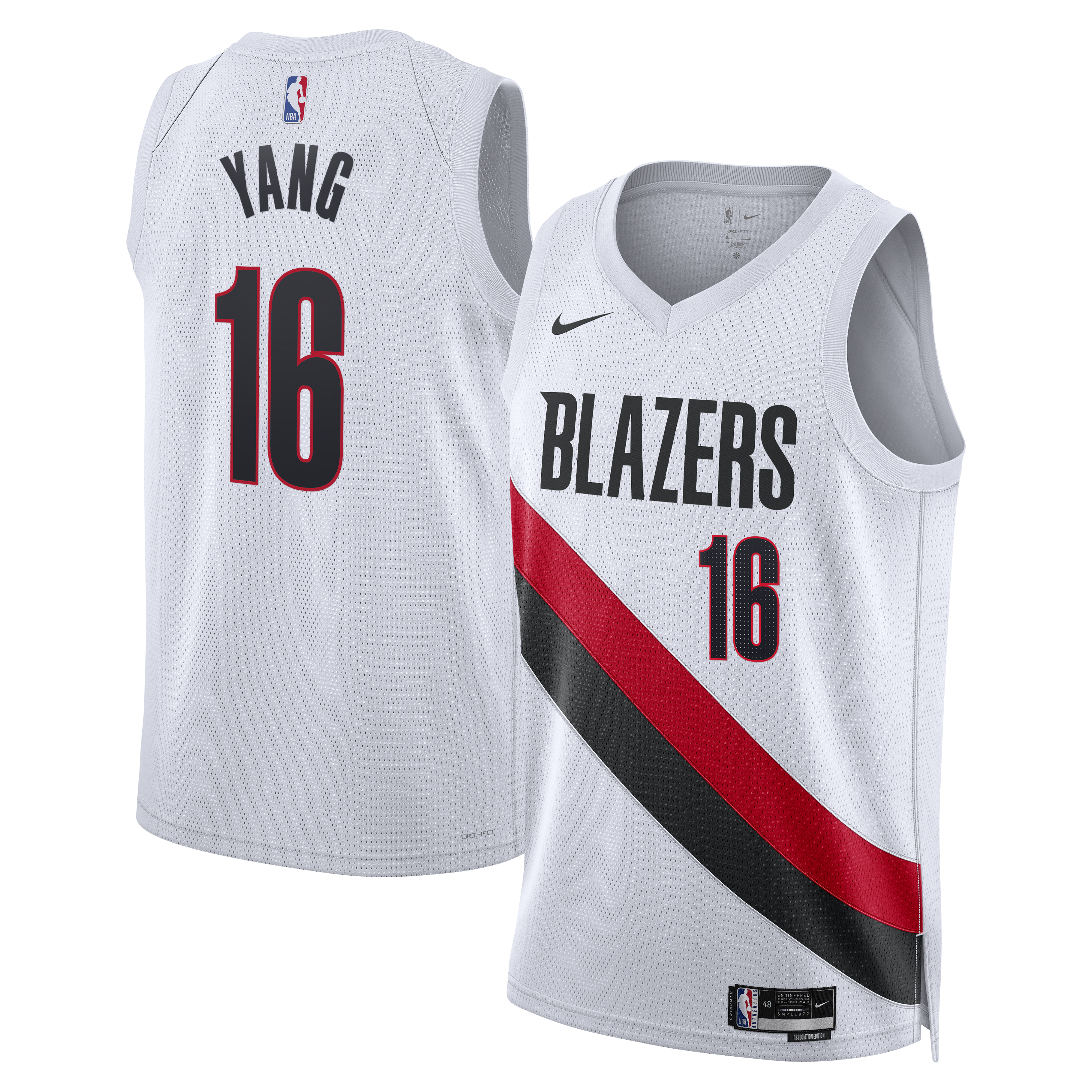 Yang Hansen Portland Trail Blazers Association Edition Replica Swingman Jersey - White - Unisex