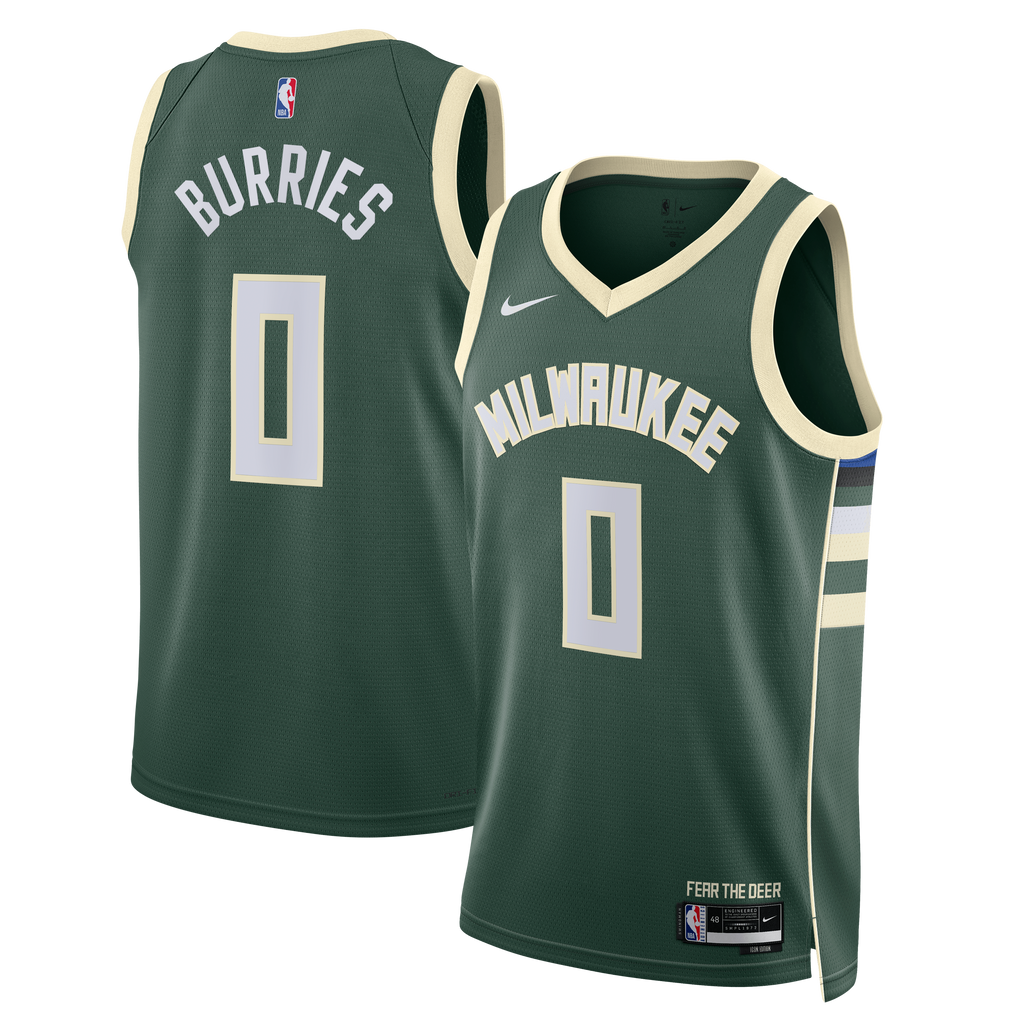 Brayden Burries Milwaukee Bucks Swingman Icon Jersey - Green - Unisex