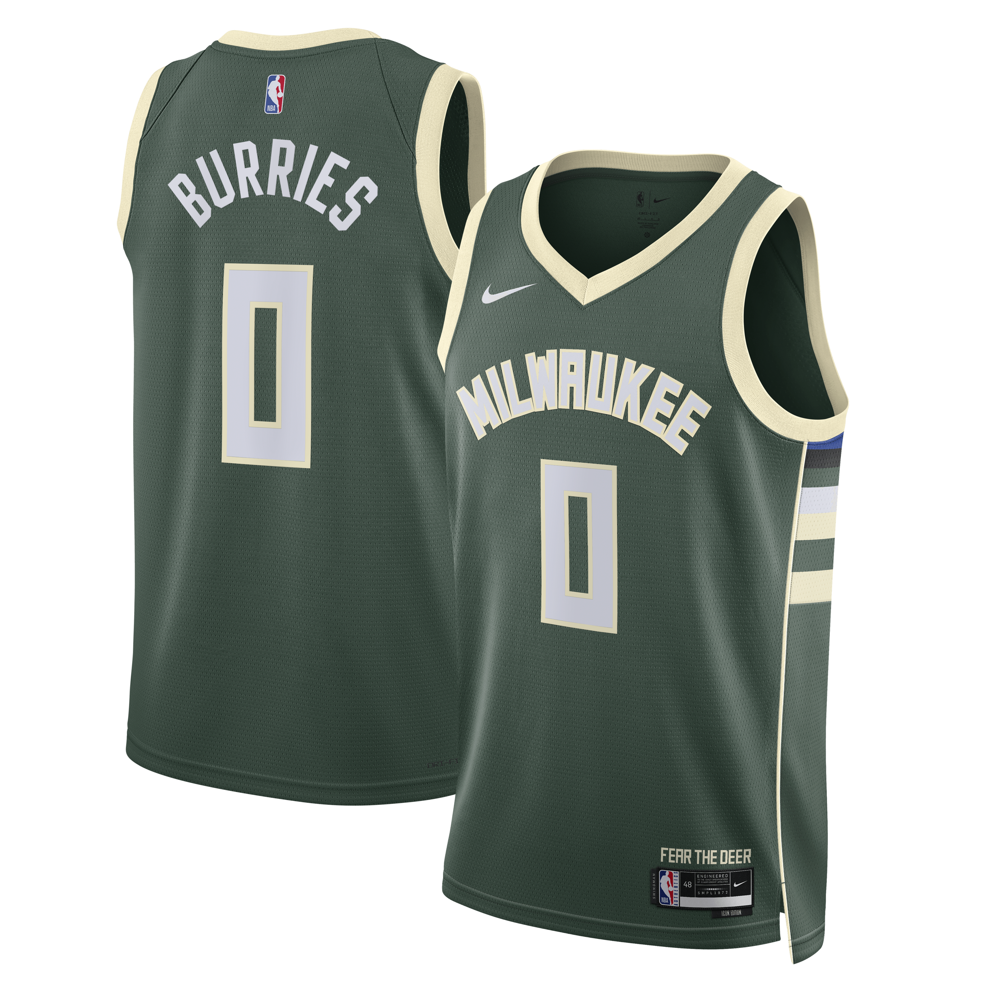 Brayden Burries Milwaukee Bucks Swingman Icon Jersey - Green - Unisex