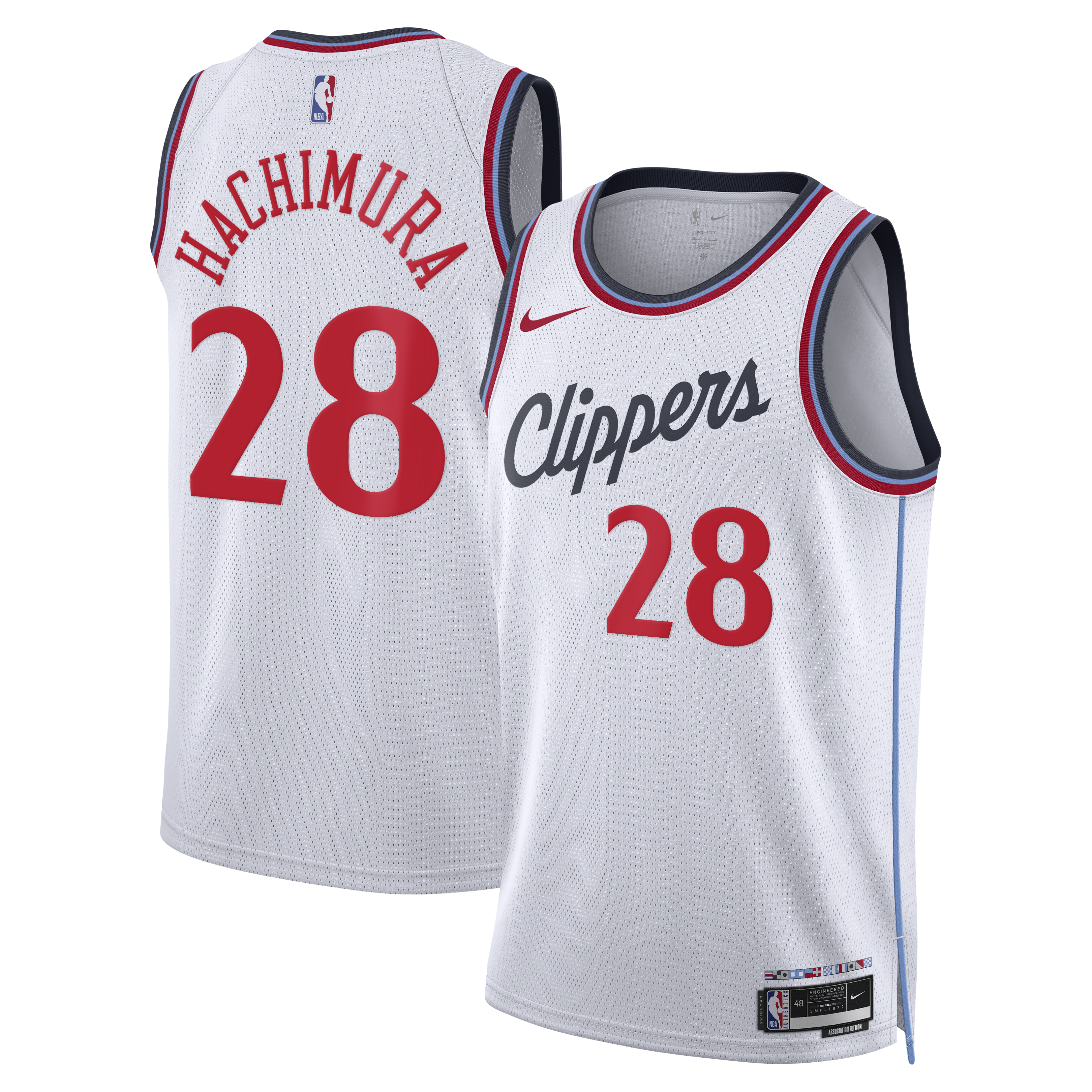 Rui Hachimura Los Angeles Clippers Association Edition Replica Swingman Jersey - White - Unisex