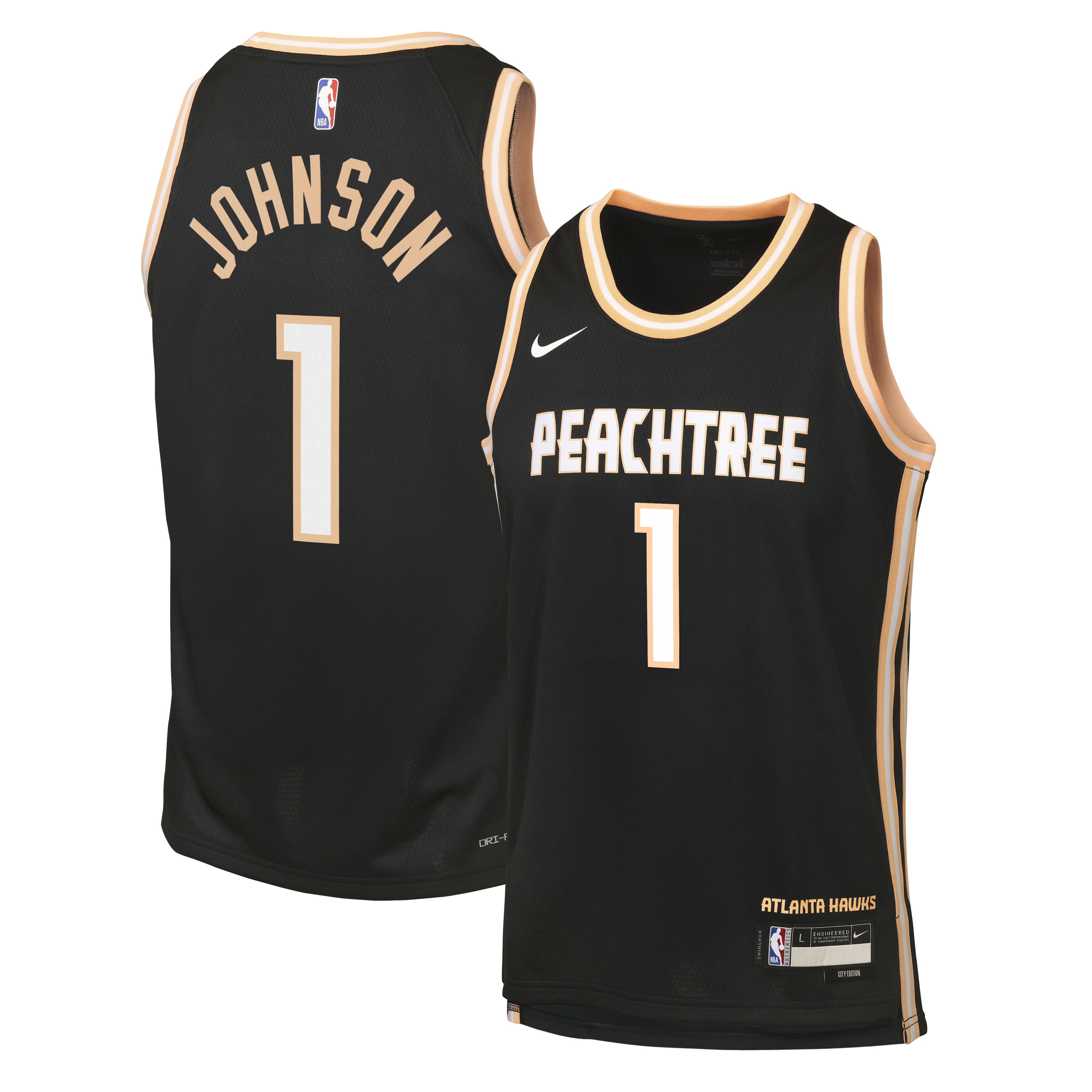Jalen Johnson Atlanta Hawks 2025/26 City Edition Swingman Jersey - Black - Youth