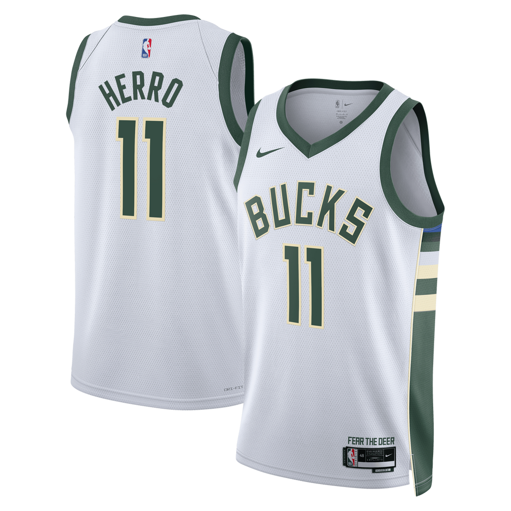 Tyler Herro Milwaukee Bucks Association Edition Swingman Jersey - White - Unisex