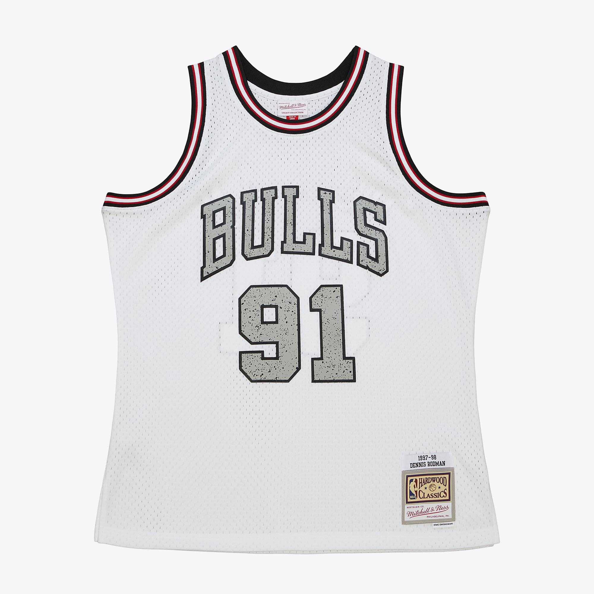 Dennis Rodman Chicago Bulls 1997 Cracked Cement Swingman Jersey - White
