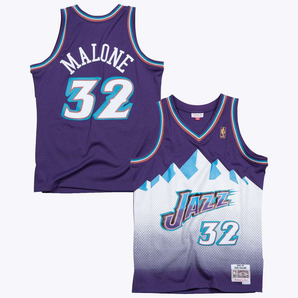 Karl Malone Utah Jazz 1996 Authentic Swingman Road Jersey - Purple