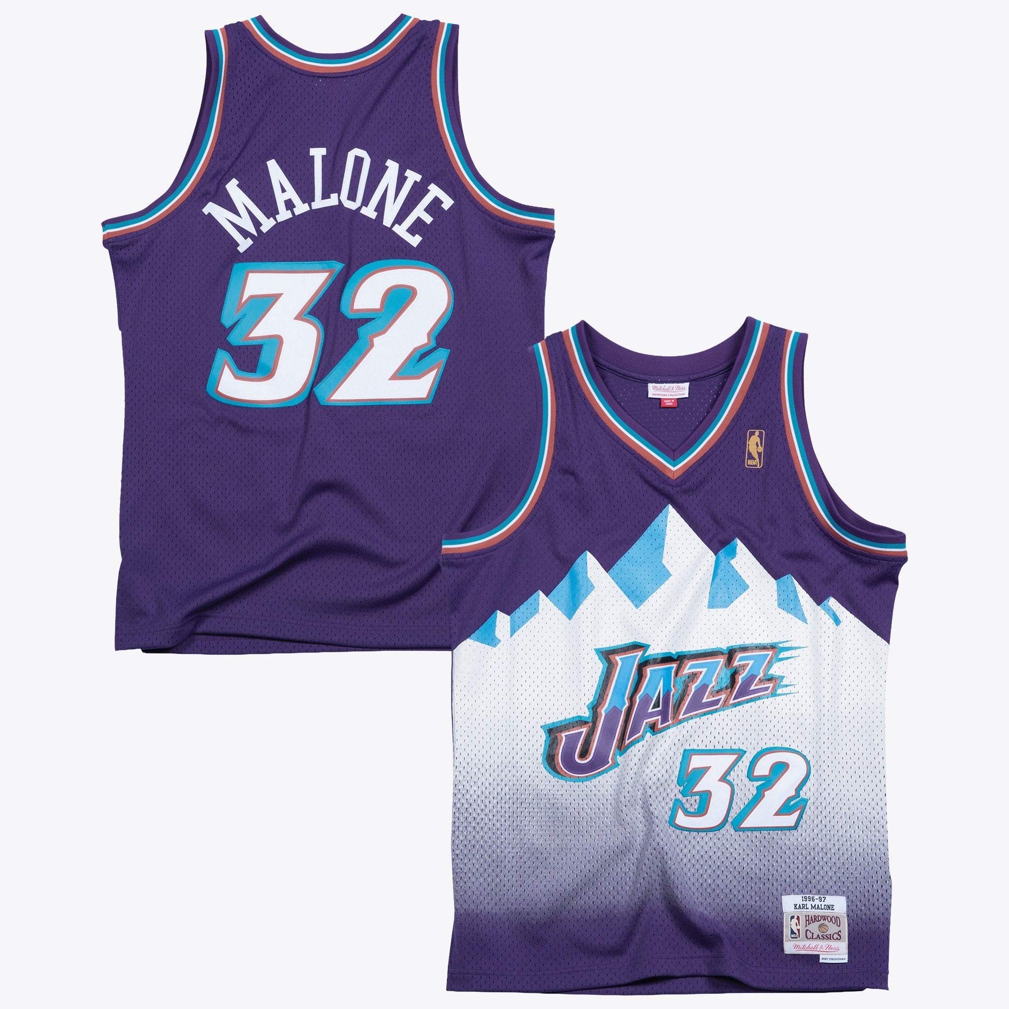 Karl Malone Utah Jazz 1996 Authentic Swingman Road Jersey - Purple